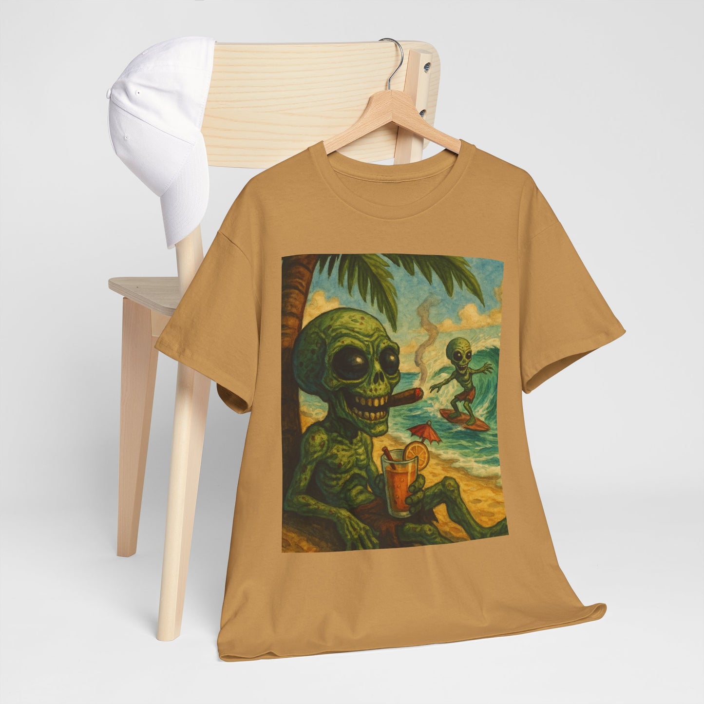 Chill Vibes Alien Graphic Tee - Unisex Heavy Cotton Shirt