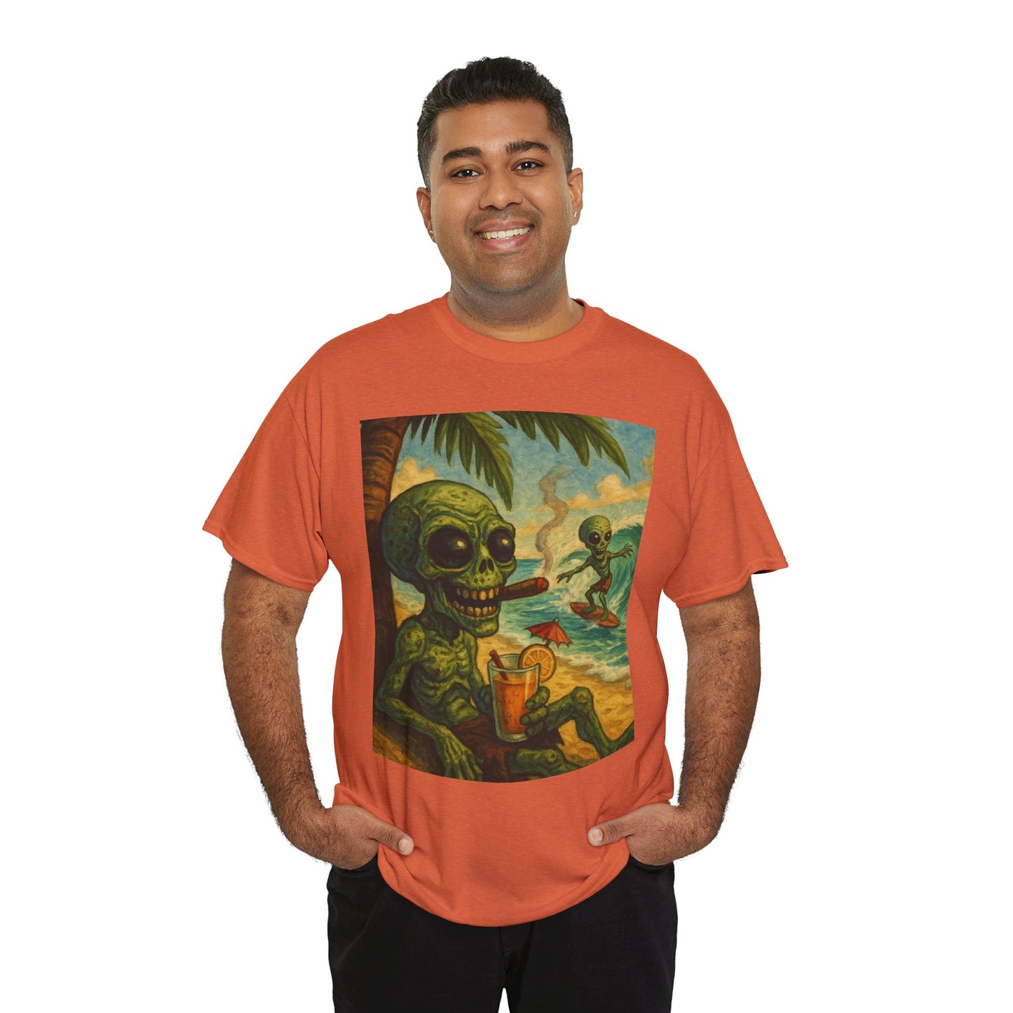 Chill Vibes Alien Graphic Tee - Unisex Heavy Cotton Shirt