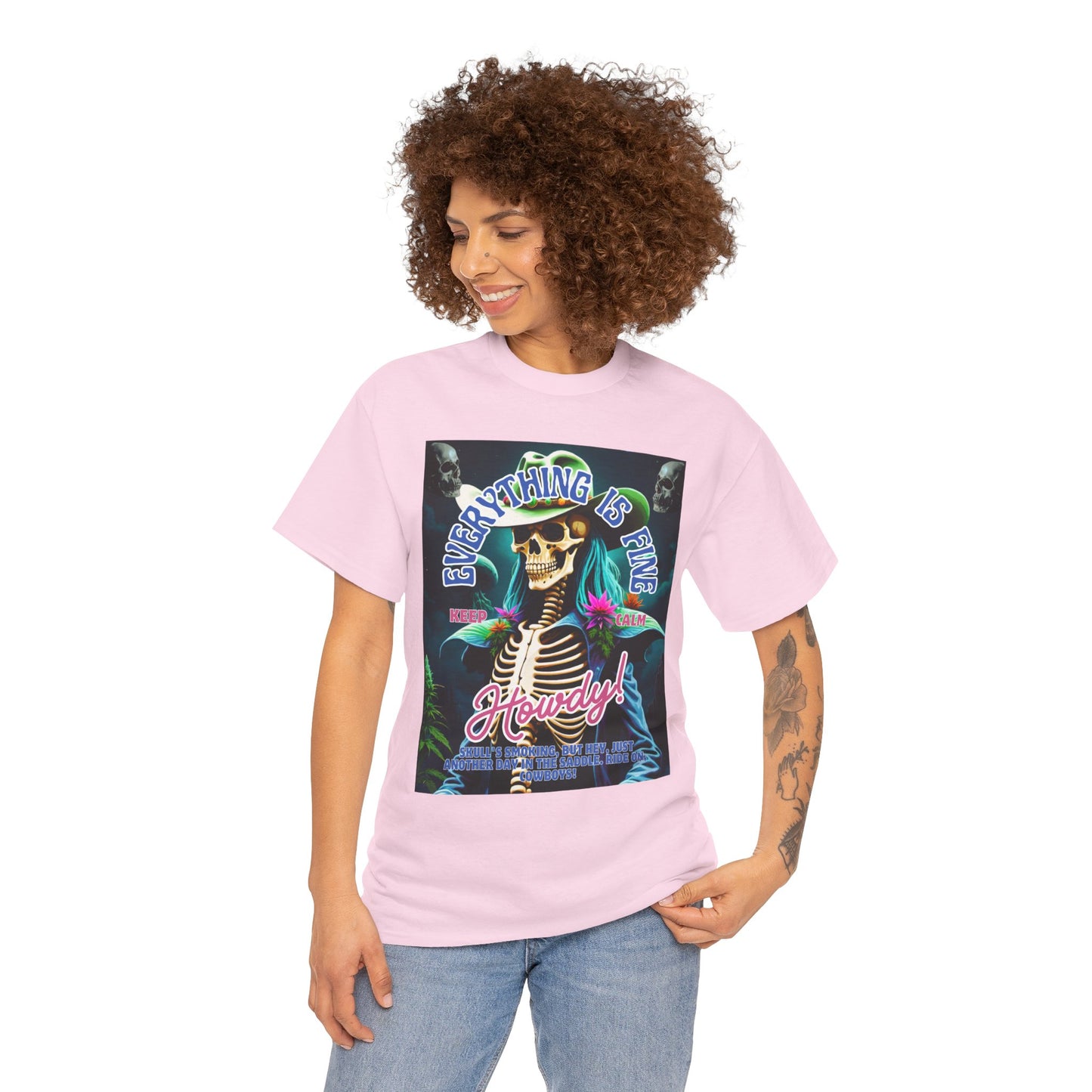 Everything is Fine Skeleton Tee - Unisex Heavy Cotton T-Shirt for Casual Vibes