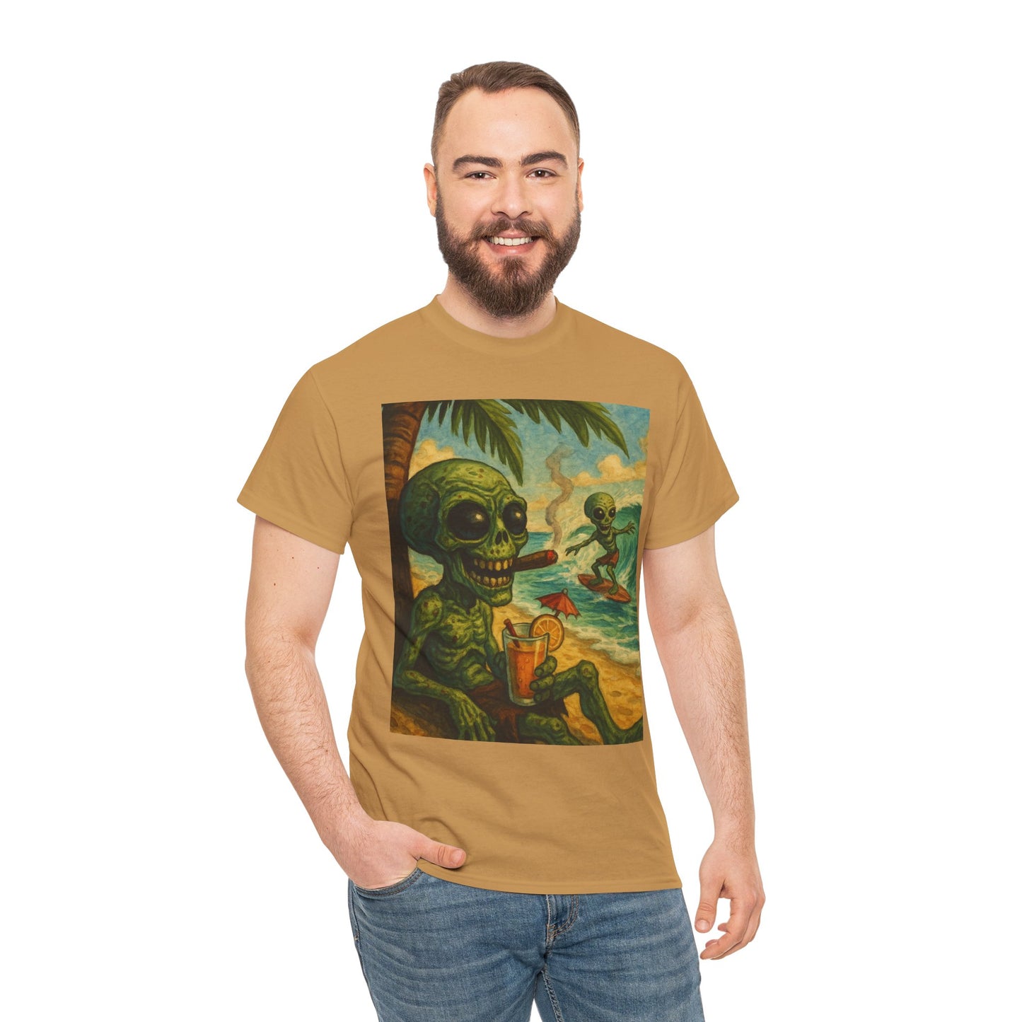 Chill Vibes Alien Graphic Tee - Unisex Heavy Cotton Shirt