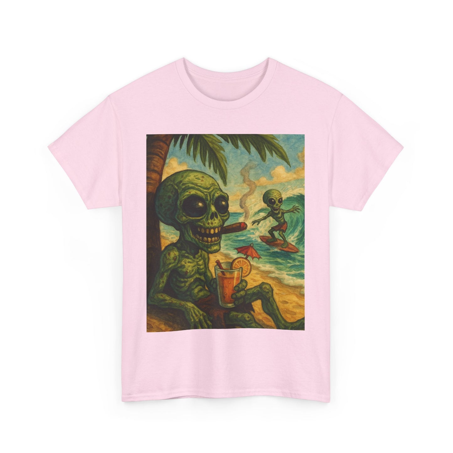 Chill Vibes Alien Graphic Tee - Unisex Heavy Cotton Shirt