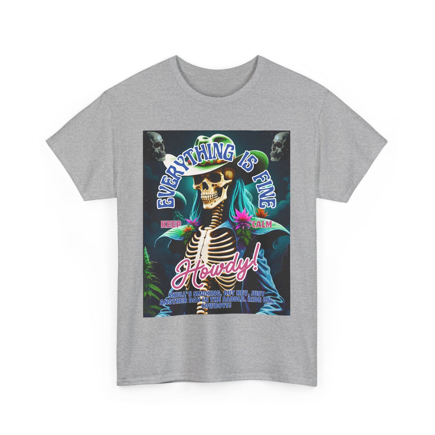 Everything is Fine Skeleton Tee - Unisex Heavy Cotton T-Shirt for Casual Vibes