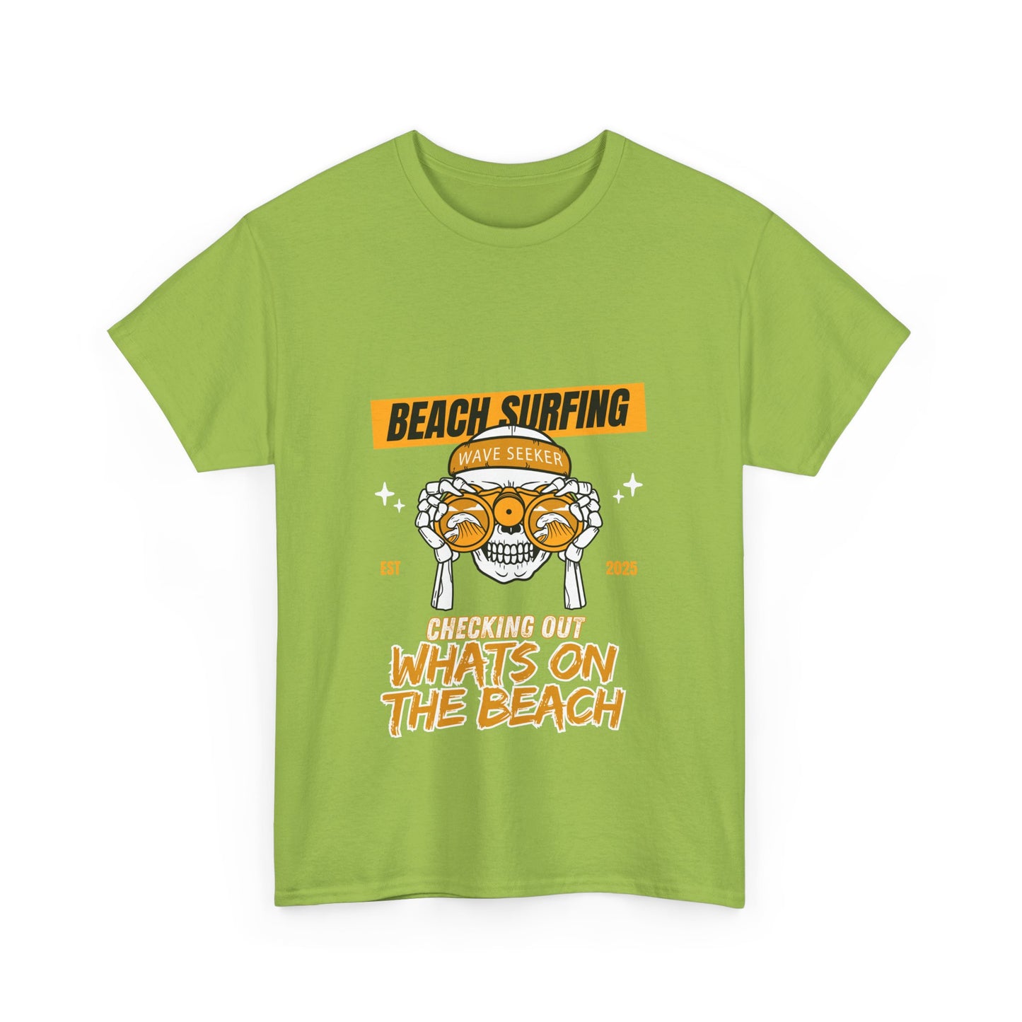 Beach Surfing Unisex Heavy Cotton Tee - 'What's On The Beach' Graphic Tee for Beach Lovers