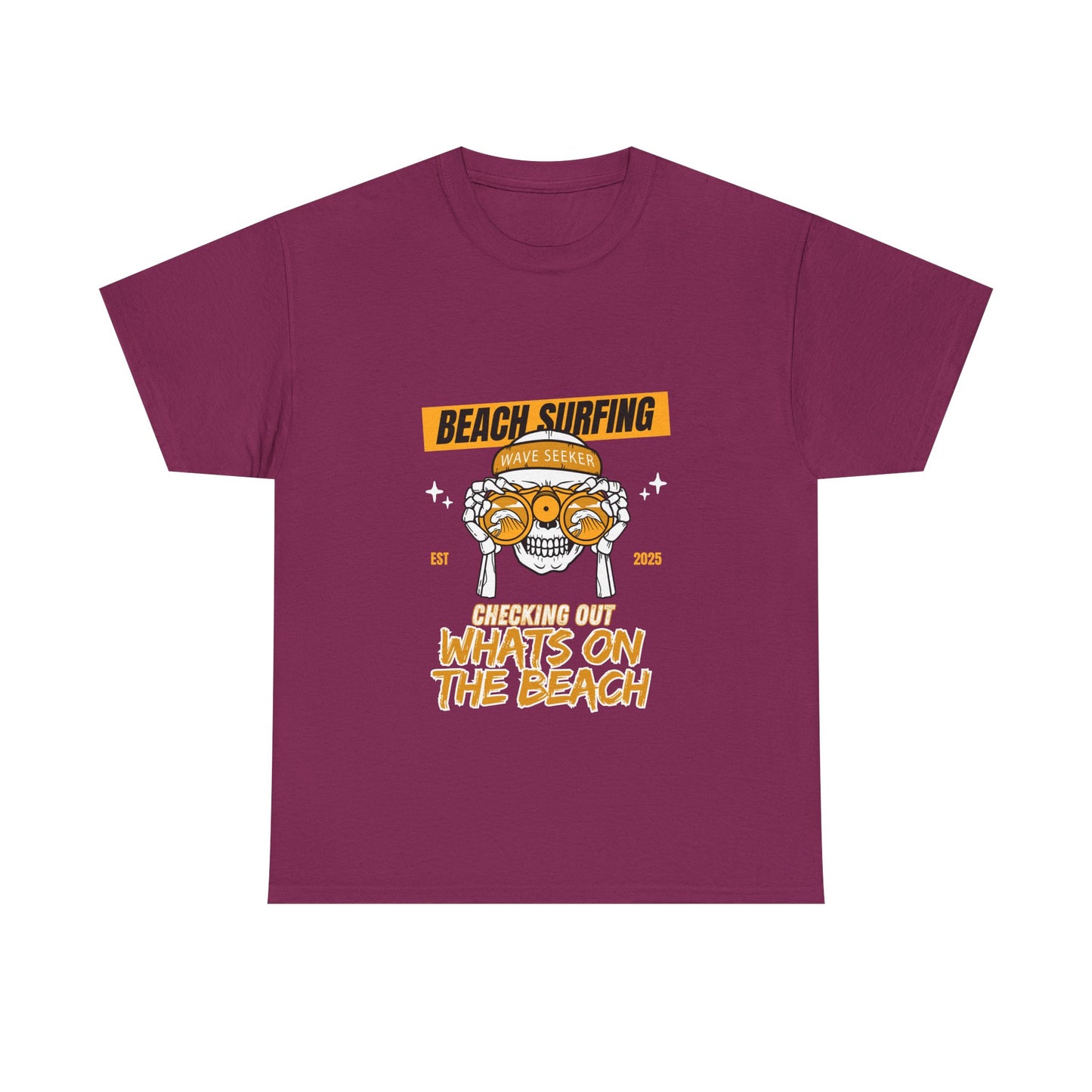 Beach Surfing Unisex Heavy Cotton Tee - 'What's On The Beach' Graphic Tee for Beach Lovers