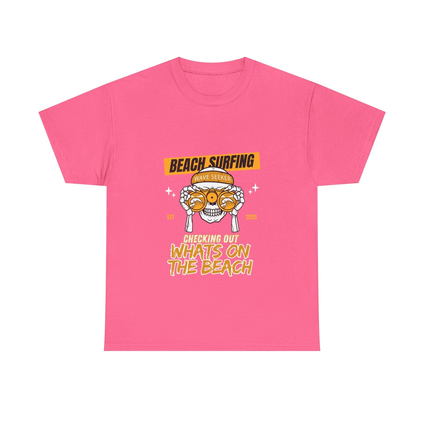 Beach Surfing Unisex Heavy Cotton Tee - 'What's On The Beach' Graphic Tee for Beach Lovers