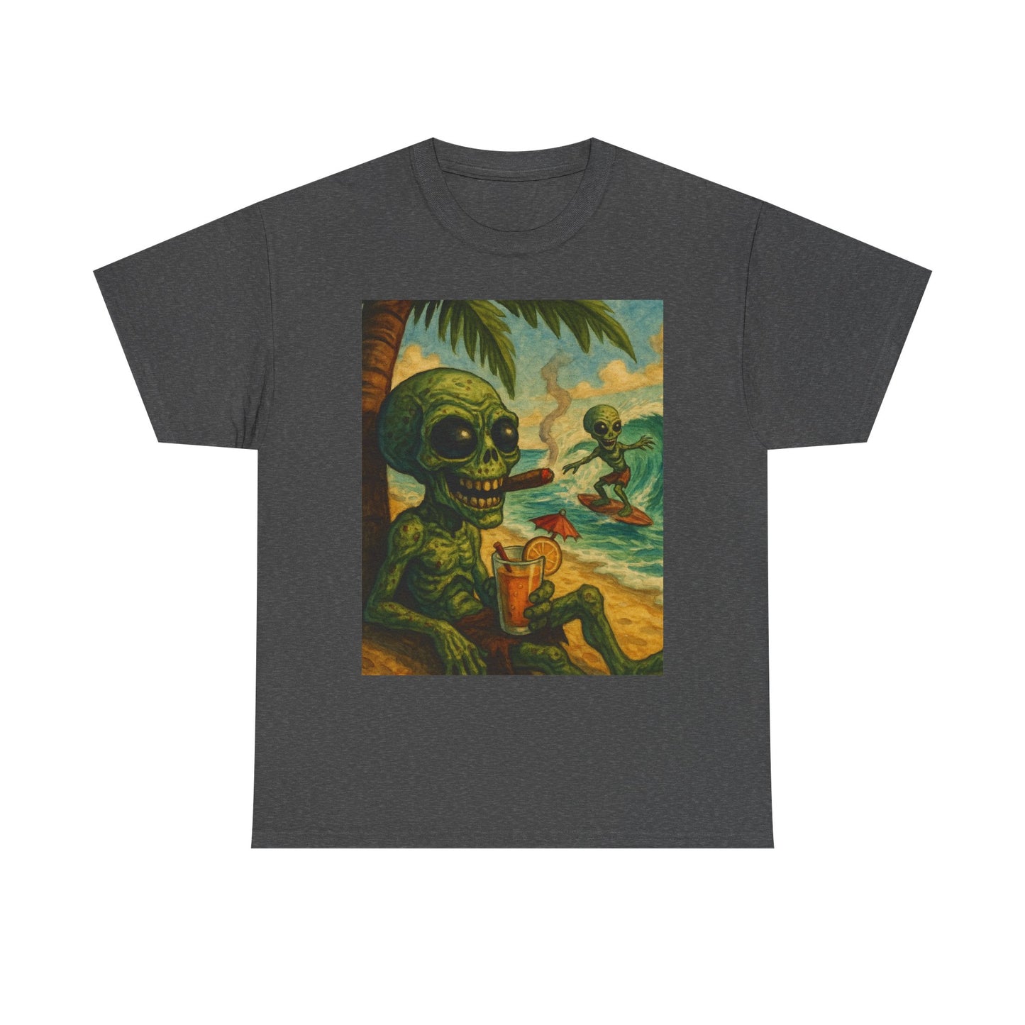 Chill Vibes Alien Graphic Tee - Unisex Heavy Cotton Shirt