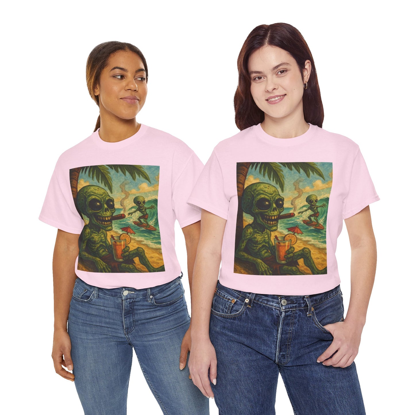 Chill Vibes Alien Graphic Tee - Unisex Heavy Cotton Shirt