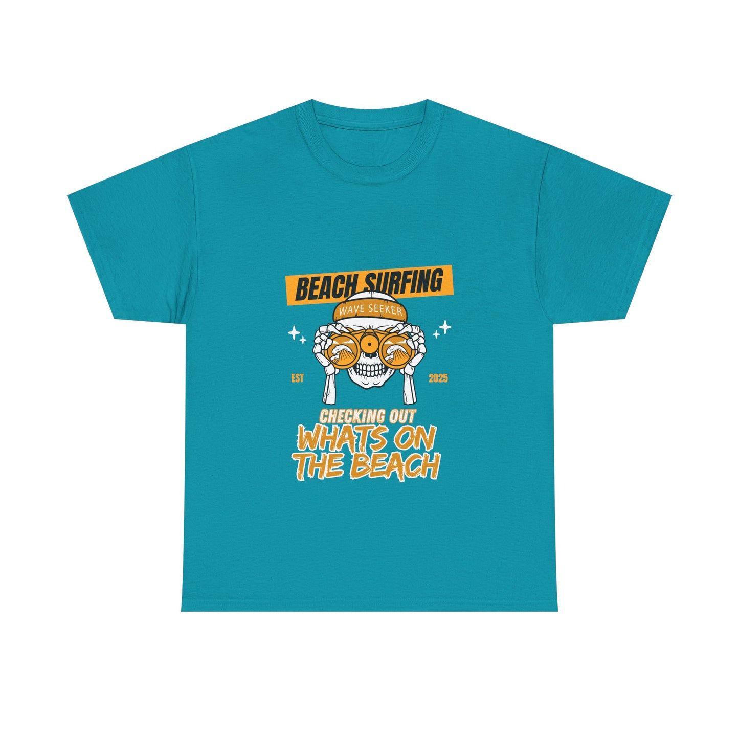 Beach Surfing Unisex Heavy Cotton Tee - 'What's On The Beach' Graphic Tee for Beach Lovers