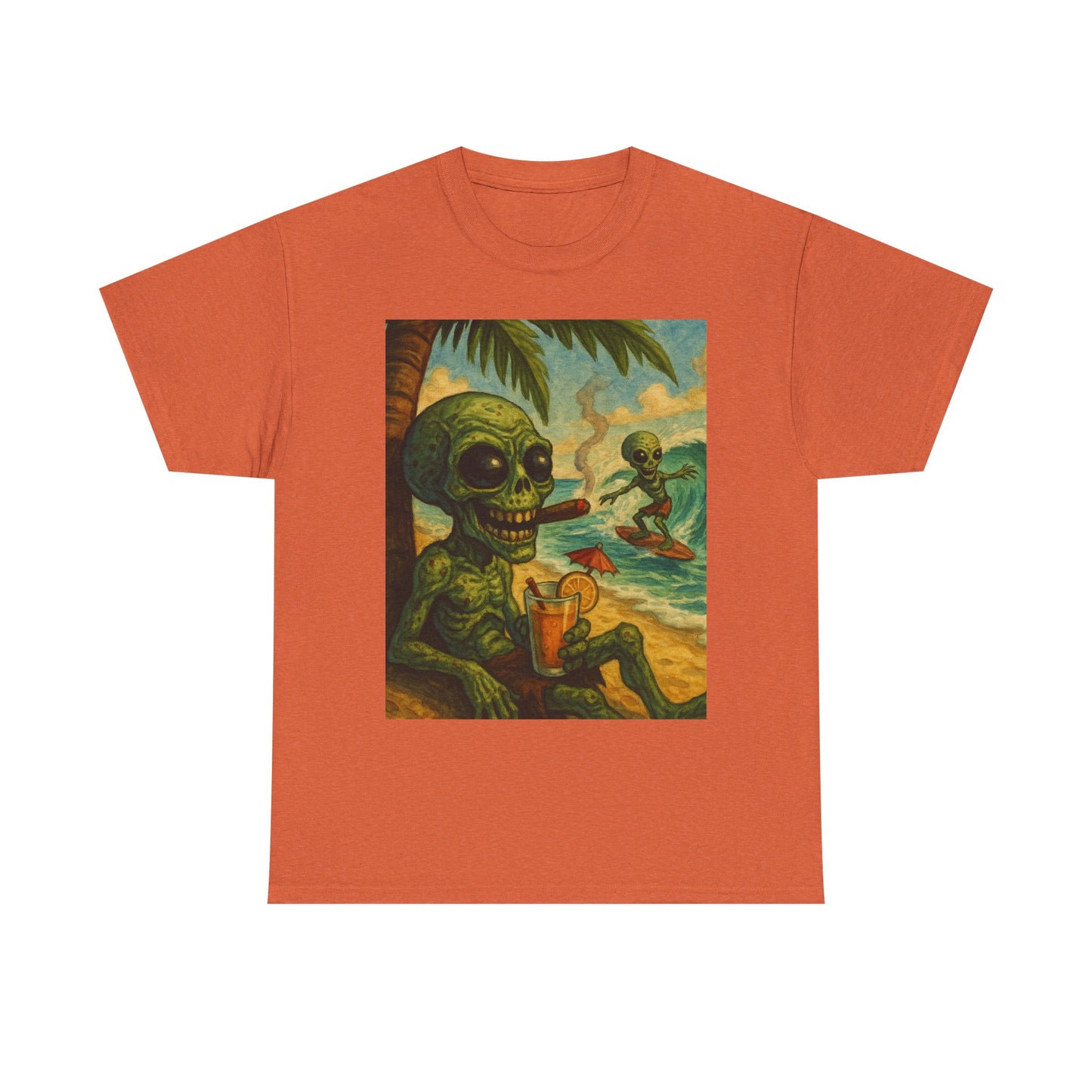 Chill Vibes Alien Graphic Tee - Unisex Heavy Cotton Shirt