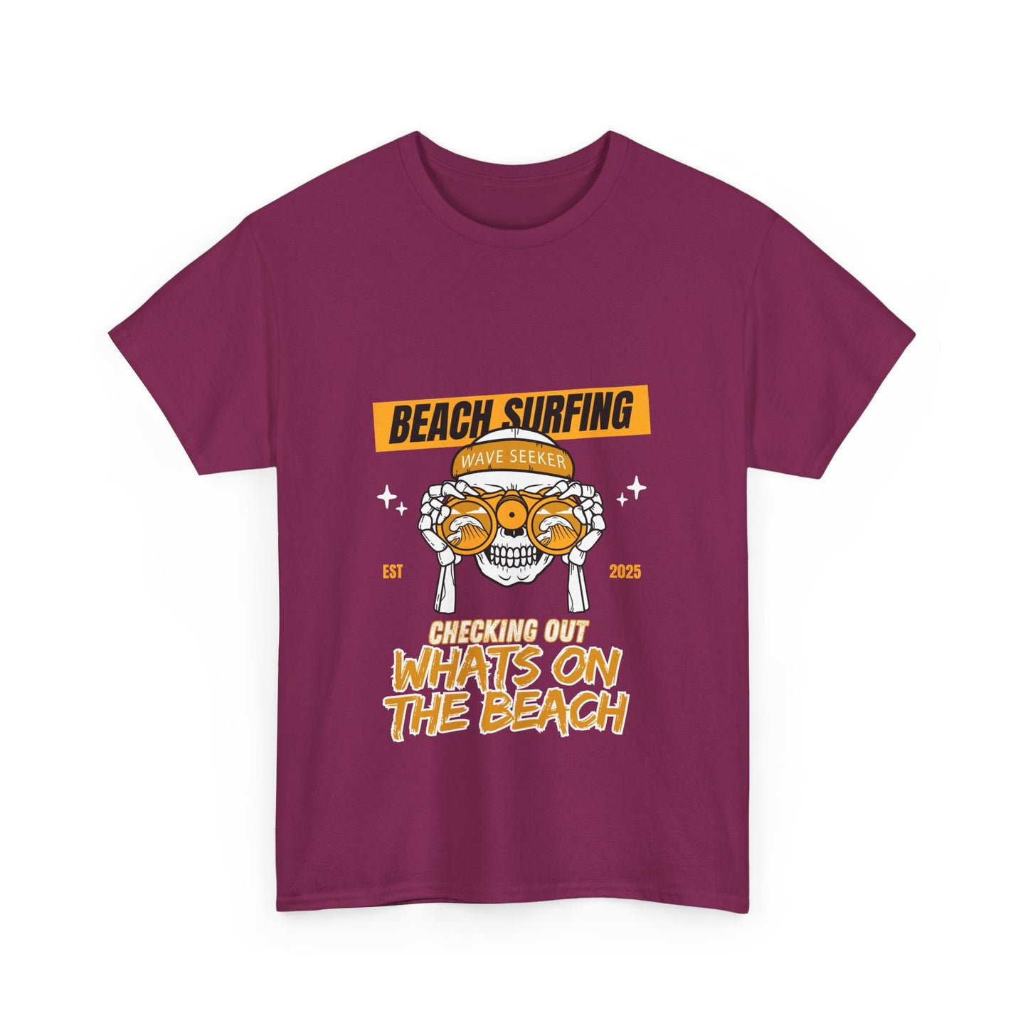 Beach Surfing Unisex Heavy Cotton Tee - 'What's On The Beach' Graphic Tee for Beach Lovers