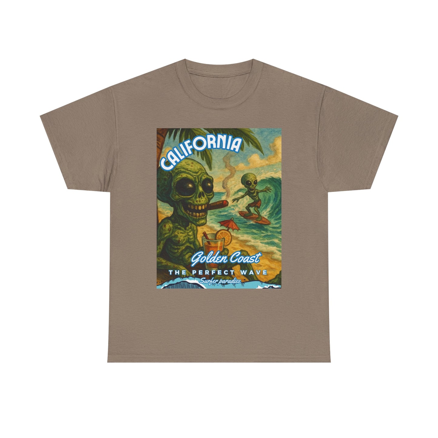 California Surf Vibes Unisex Heavy Cotton Tee - Retro Skeleton Design