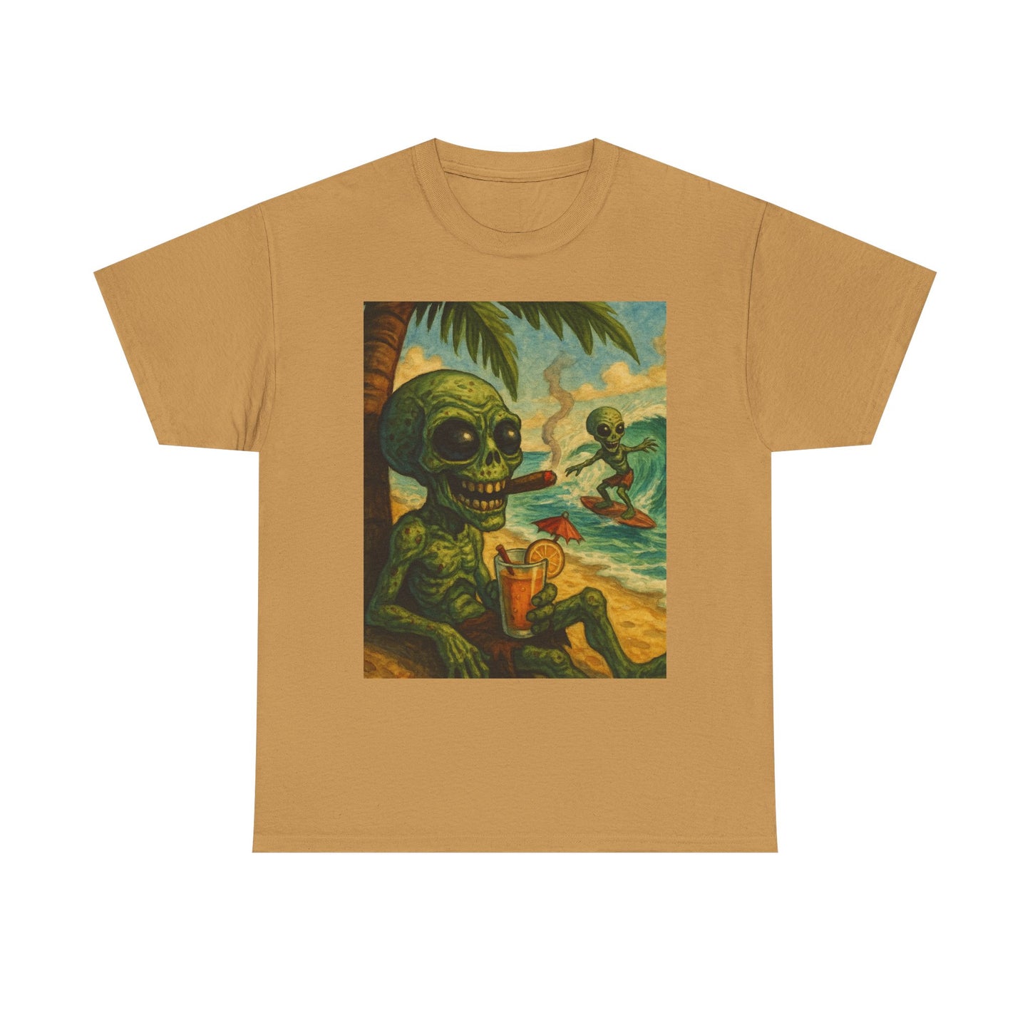 Chill Vibes Alien Graphic Tee - Unisex Heavy Cotton Shirt
