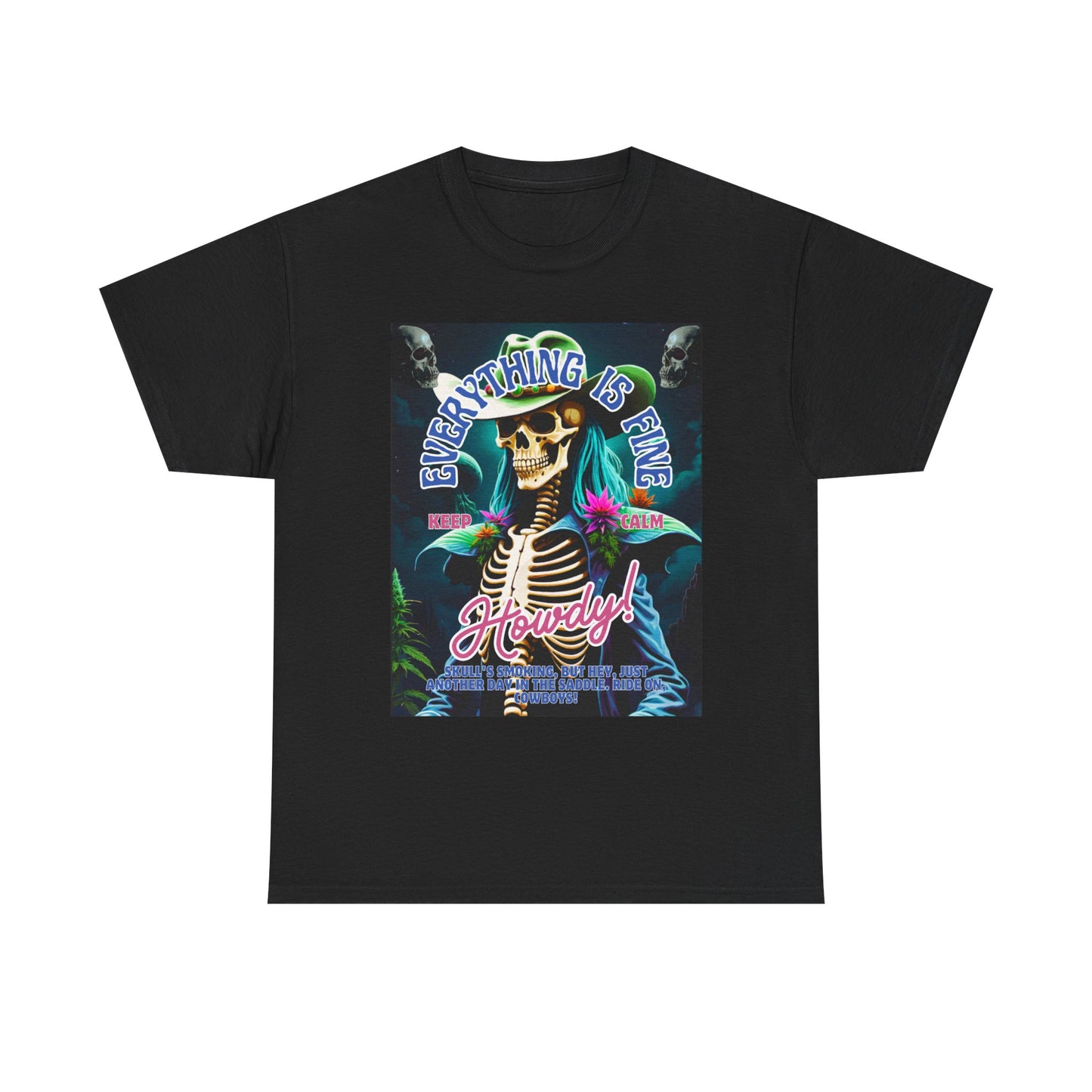 Everything is Fine Skeleton Tee - Unisex Heavy Cotton T-Shirt for Casual Vibes