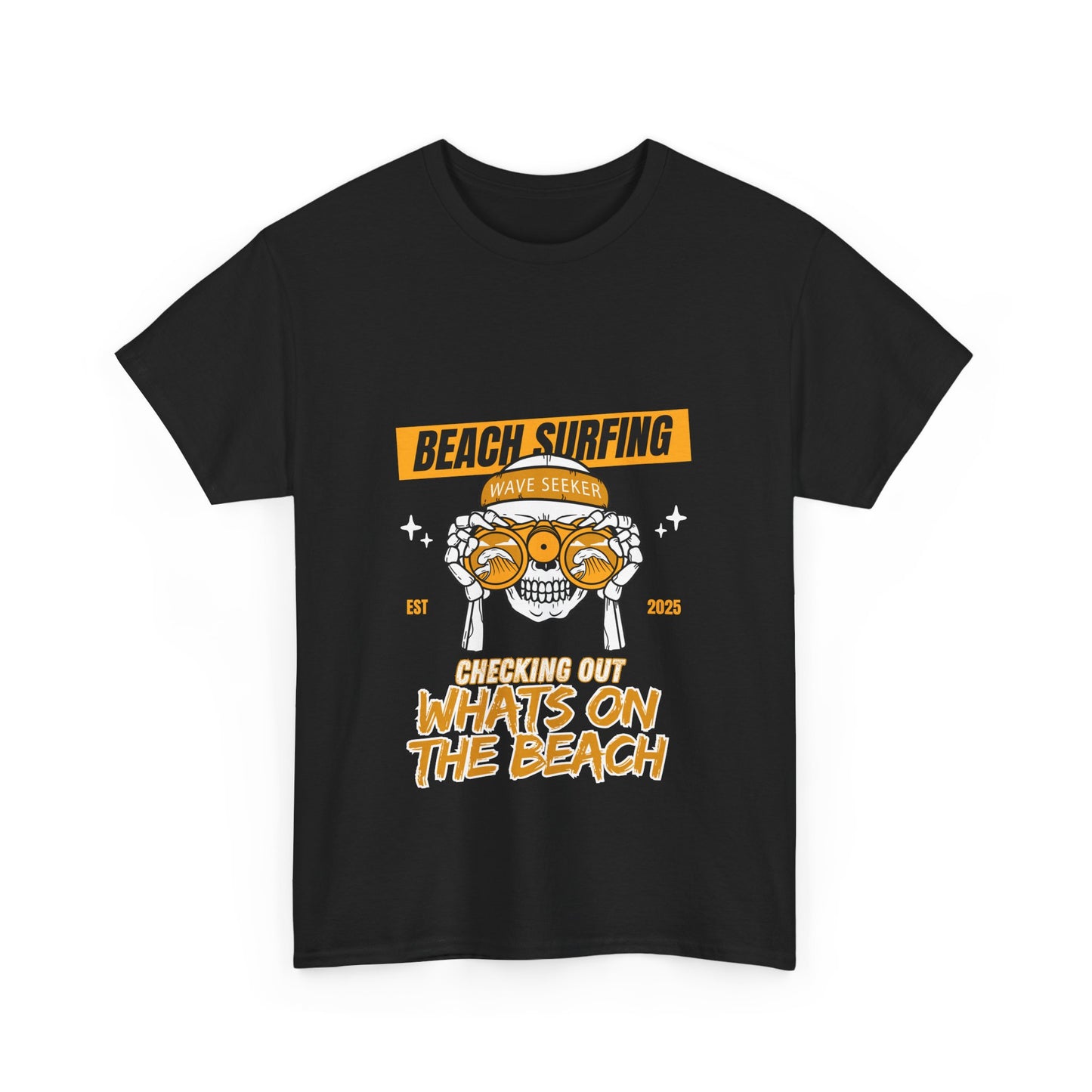 Beach Surfing Unisex Heavy Cotton Tee - 'What's On The Beach' Graphic Tee for Beach Lovers