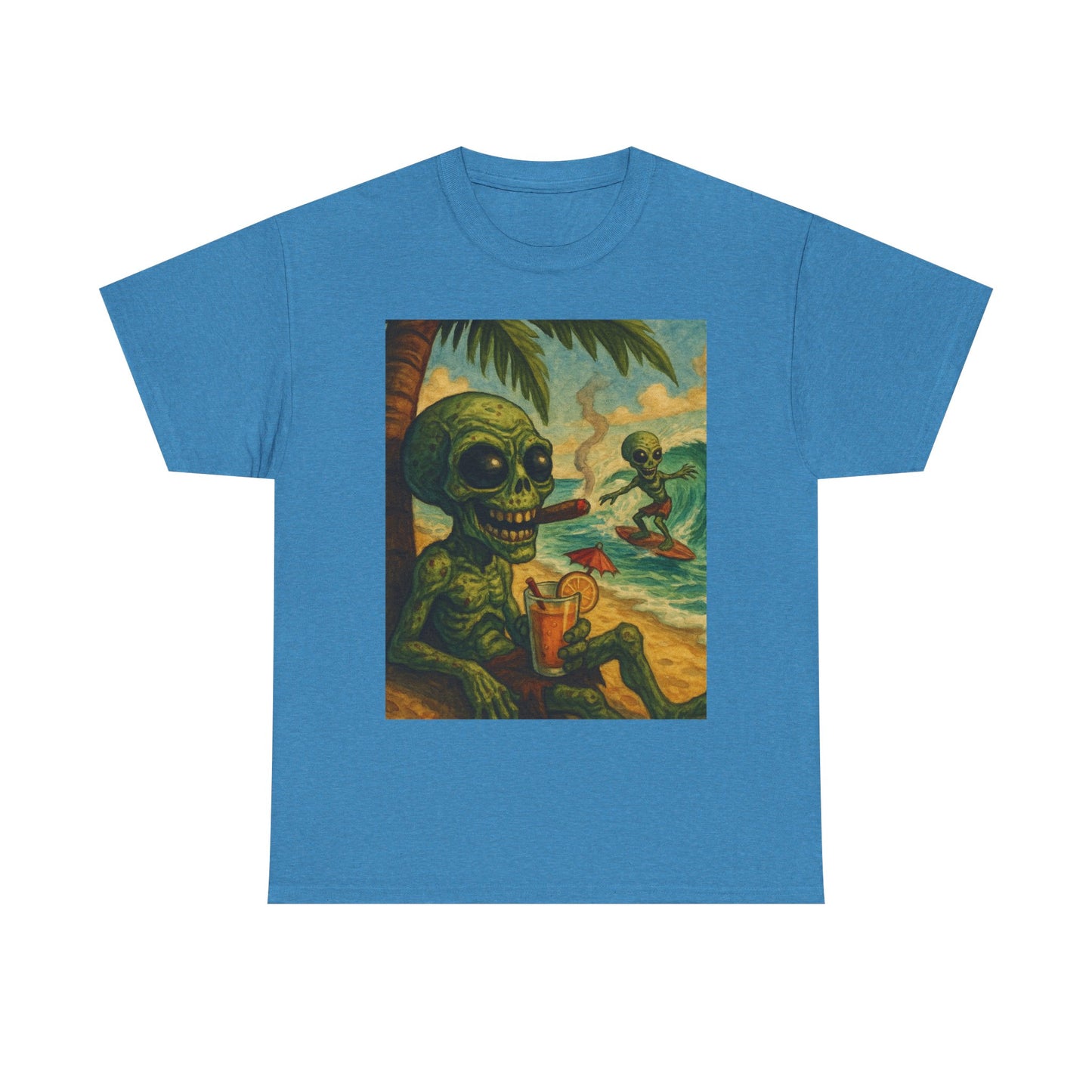 Chill Vibes Alien Graphic Tee - Unisex Heavy Cotton Shirt