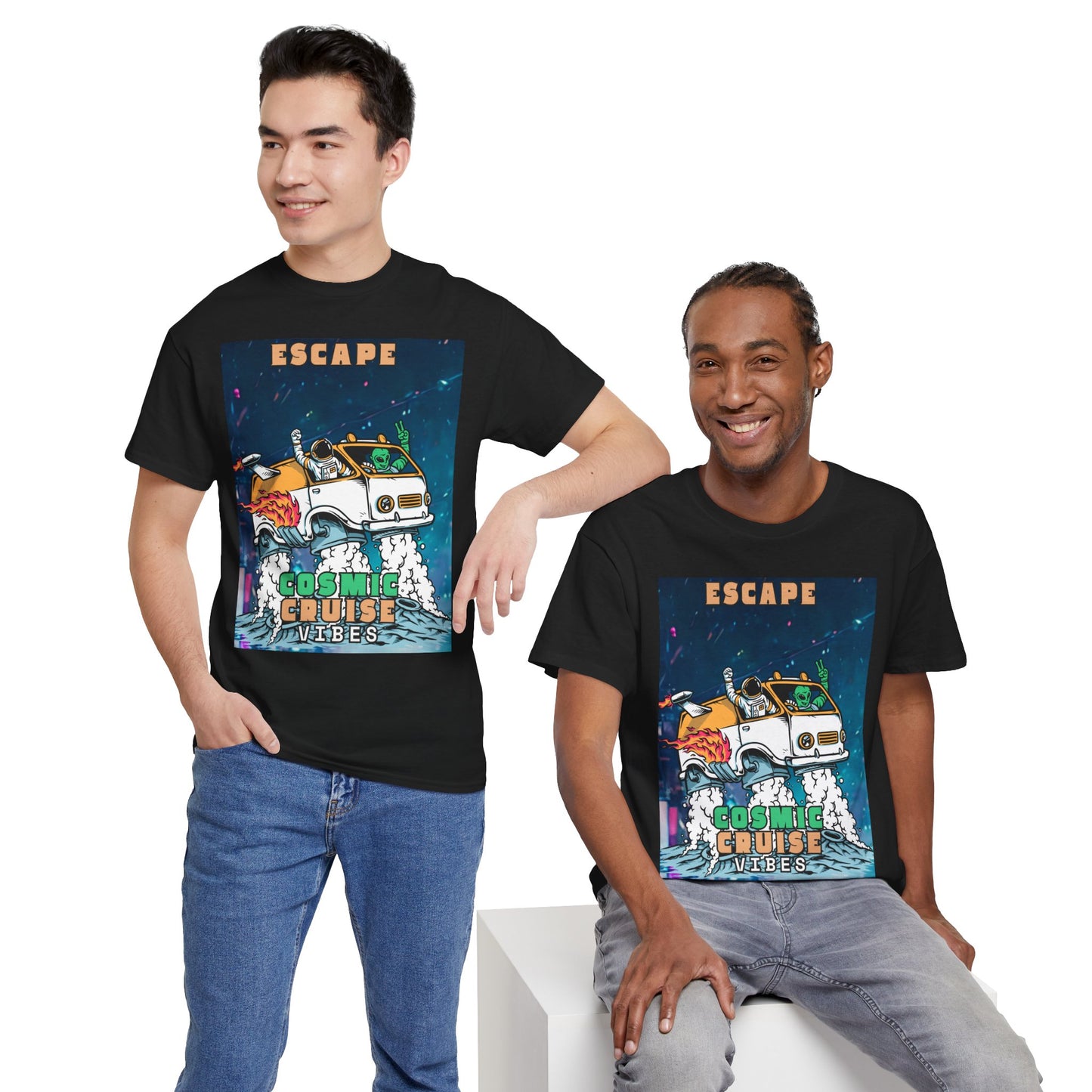 Cosmic Vibes Unisex Heavy Cotton Tee - Escape Design