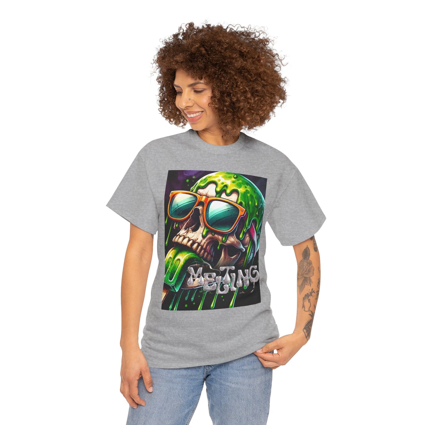 Edgy Skull Graphic Unisex Heavy Cotton Tee – Perfect for Casual Wear or Festivals