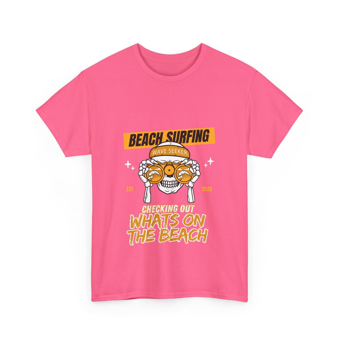 Beach Surfing Unisex Heavy Cotton Tee - 'What's On The Beach' Graphic Tee for Beach Lovers