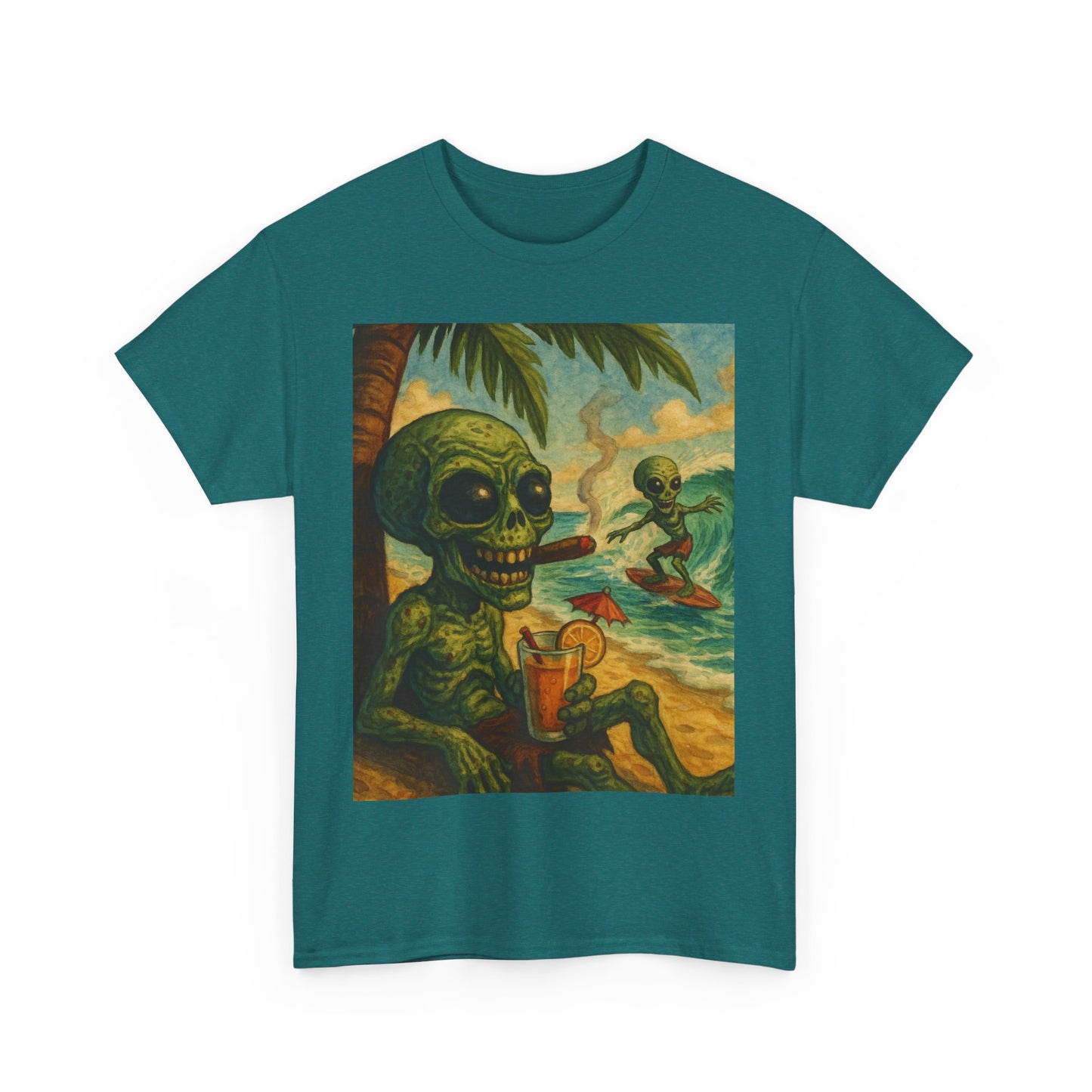 Chill Vibes Alien Graphic Tee - Unisex Heavy Cotton Shirt