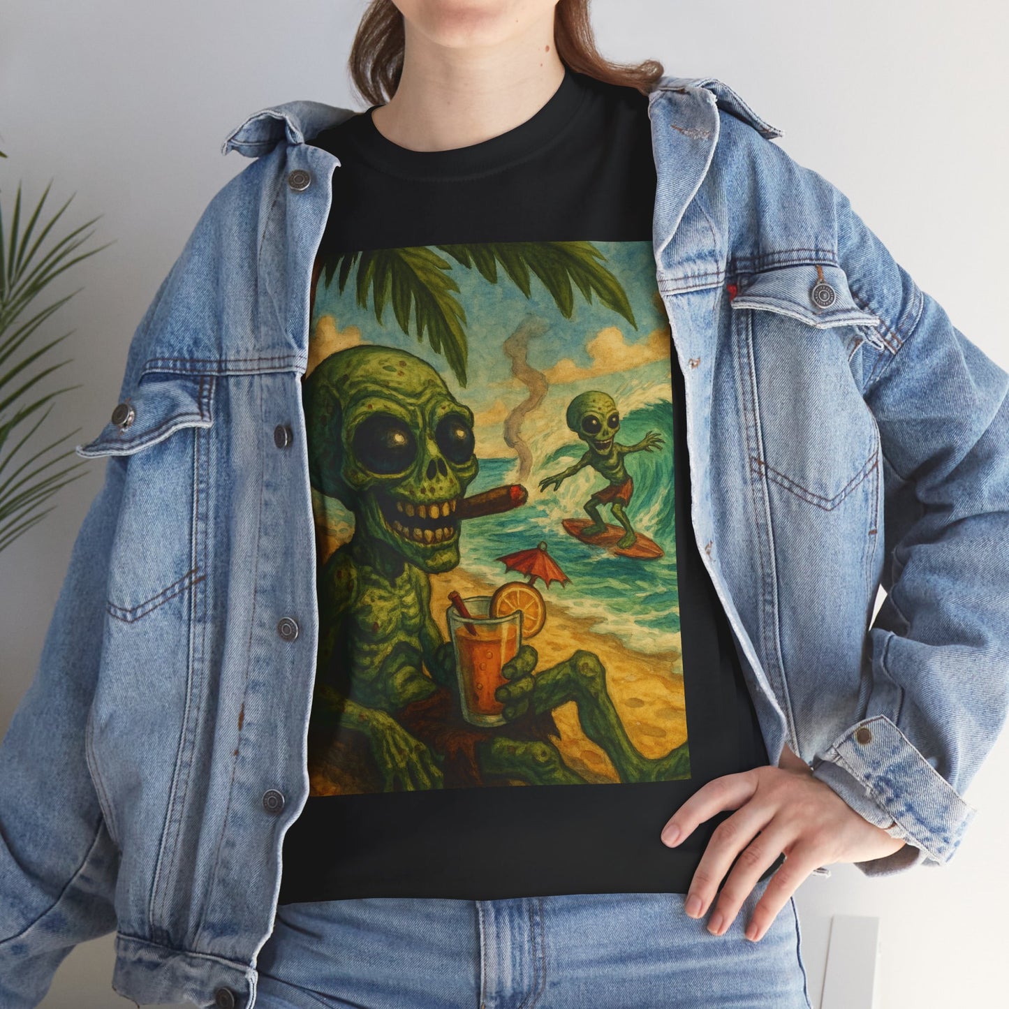 Chill Vibes Alien Graphic Tee - Unisex Heavy Cotton Shirt