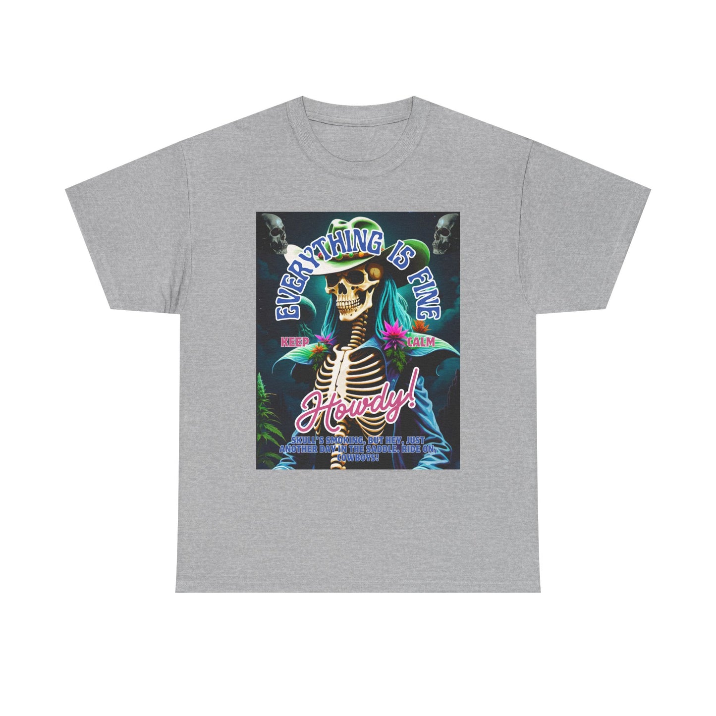 Everything is Fine Skeleton Tee - Unisex Heavy Cotton T-Shirt for Casual Vibes