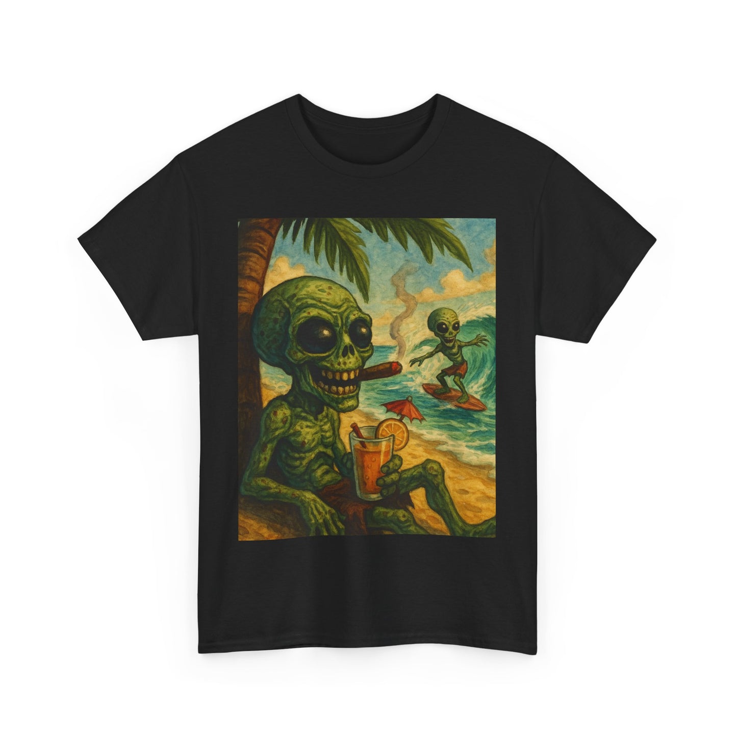 Chill Vibes Alien Graphic Tee - Unisex Heavy Cotton Shirt