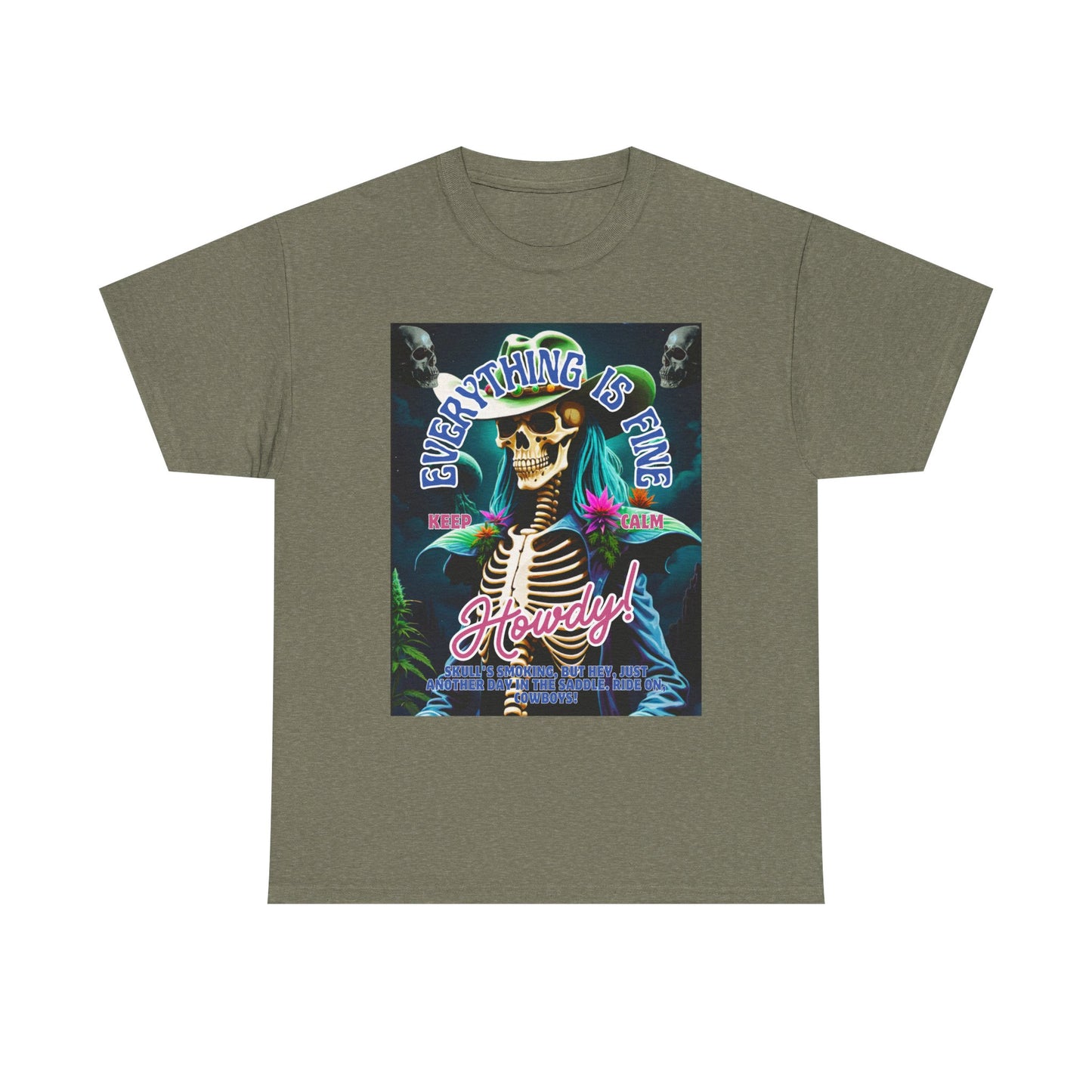 Everything is Fine Skeleton Tee - Unisex Heavy Cotton T-Shirt for Casual Vibes