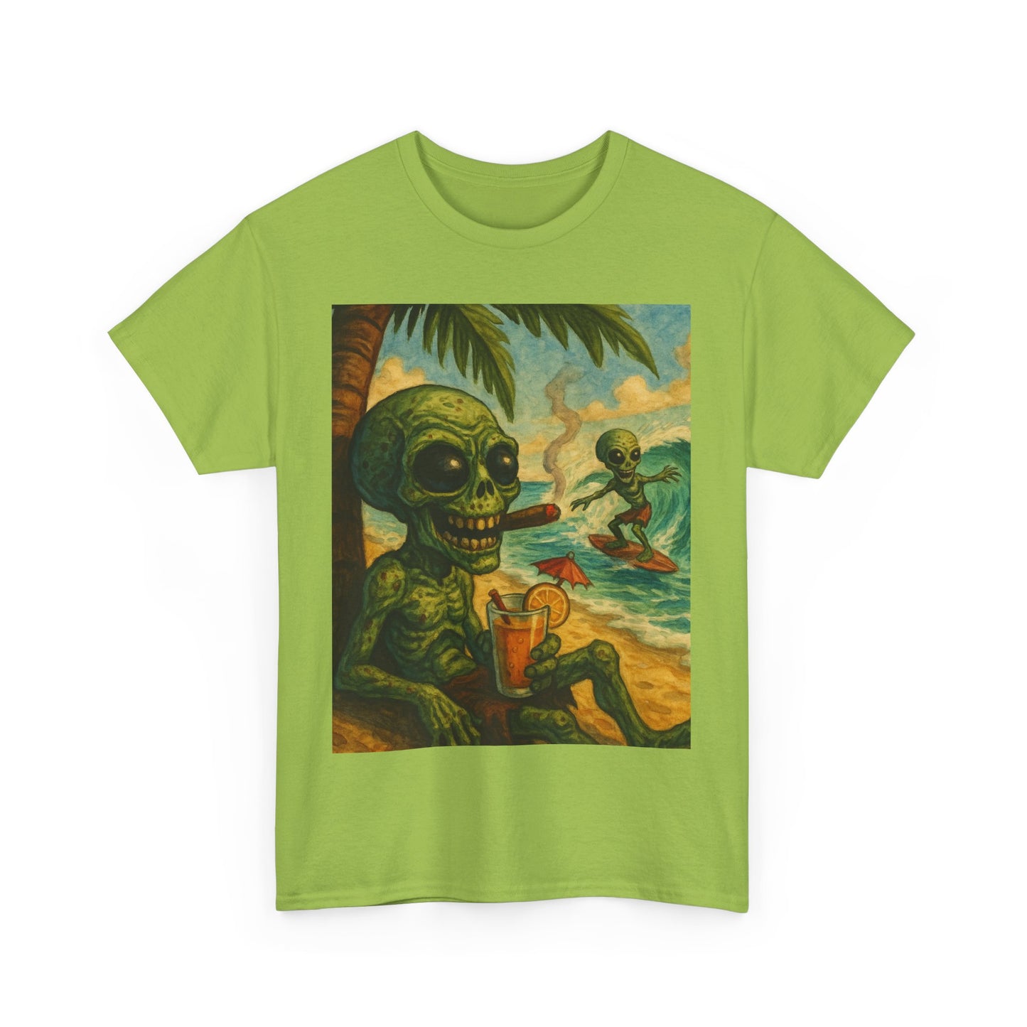 Chill Vibes Alien Graphic Tee - Unisex Heavy Cotton Shirt
