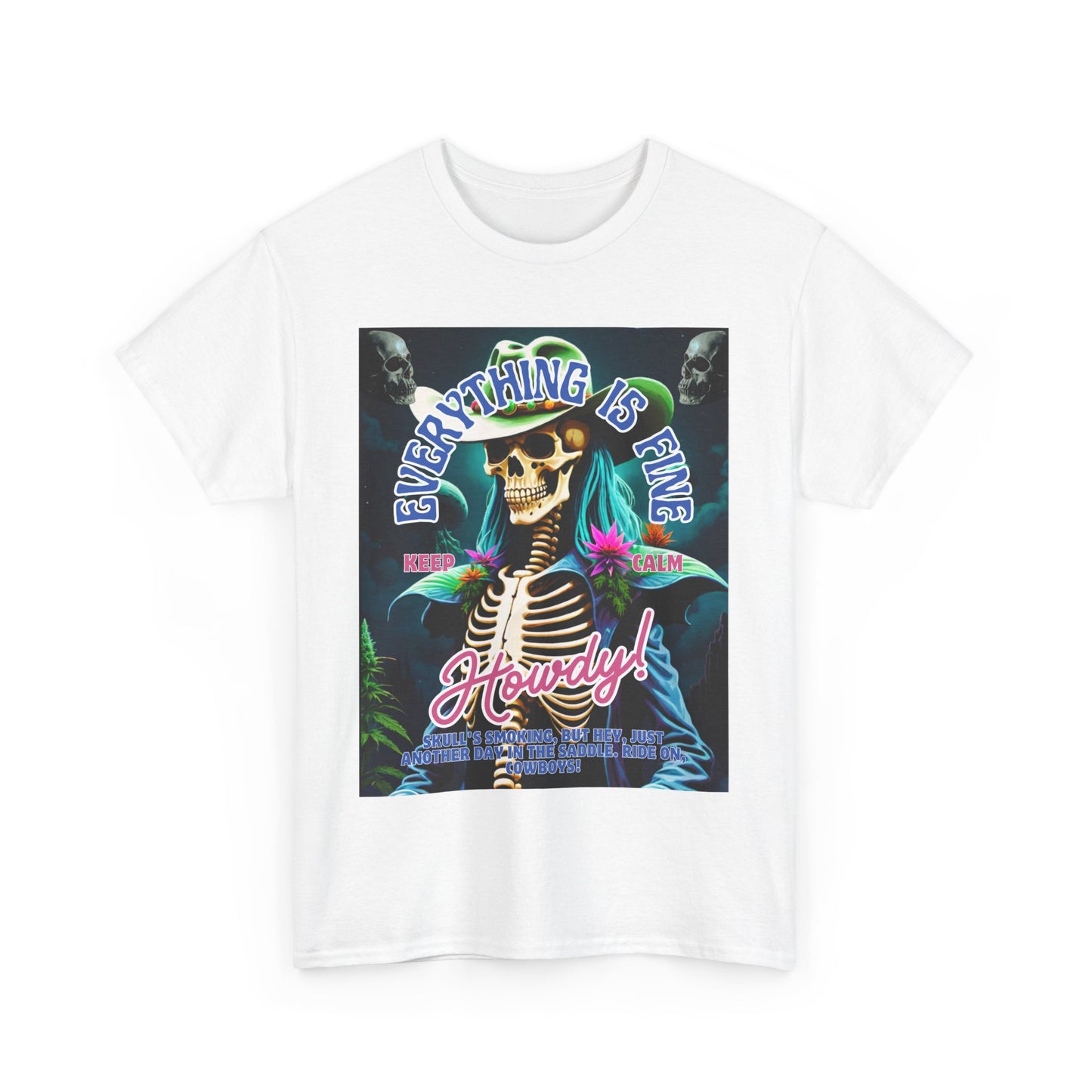 Everything is Fine Skeleton Tee - Unisex Heavy Cotton T-Shirt for Casual Vibes