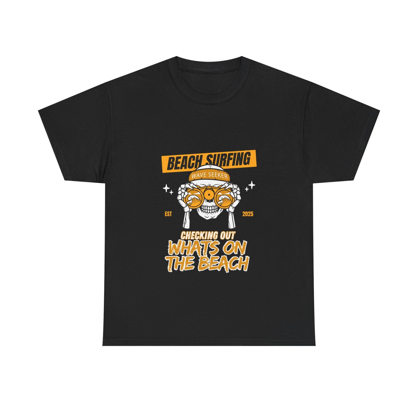 Beach Surfing Unisex Heavy Cotton Tee - 'What's On The Beach' Graphic Tee for Beach Lovers