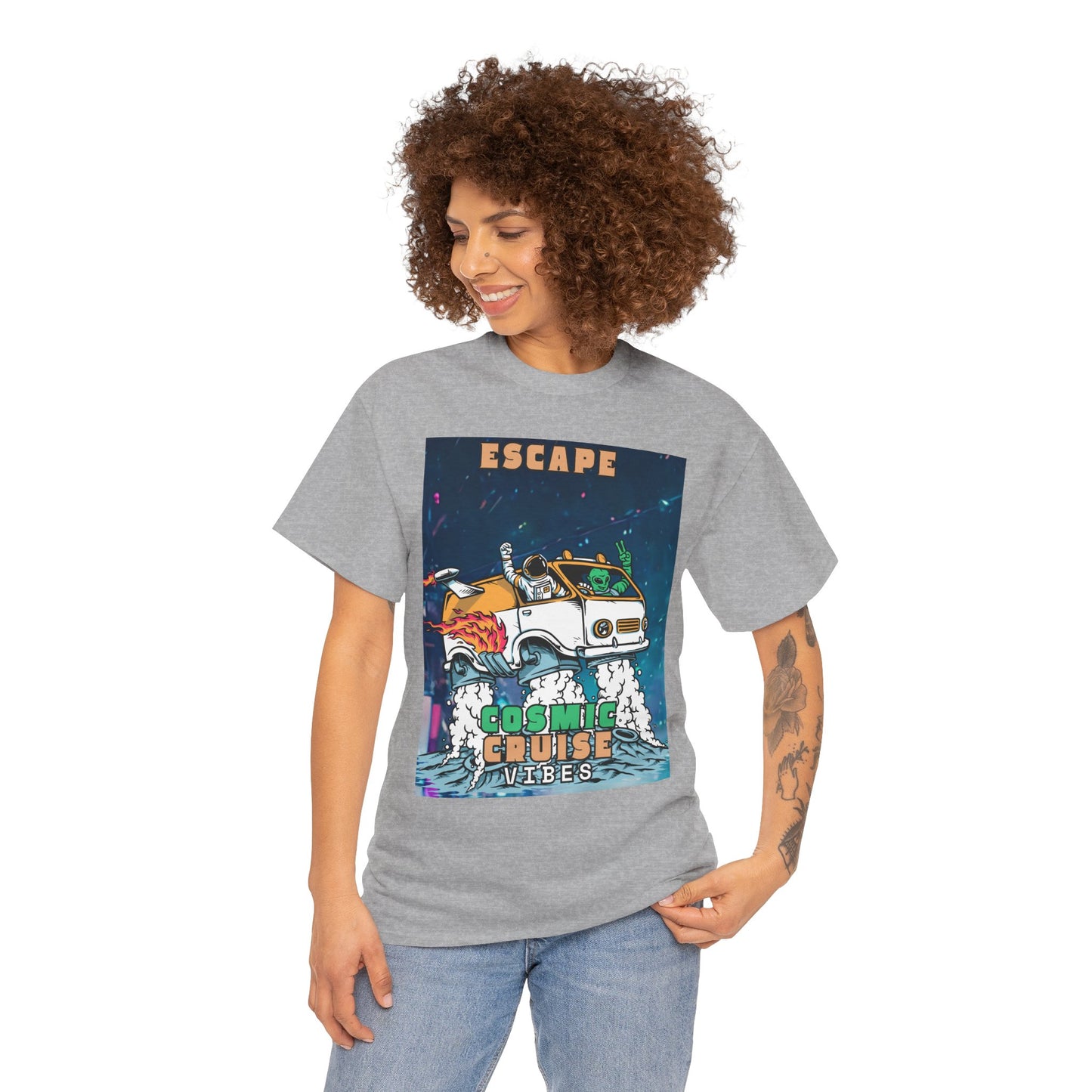 Cosmic Vibes Unisex Heavy Cotton Tee - Escape Design
