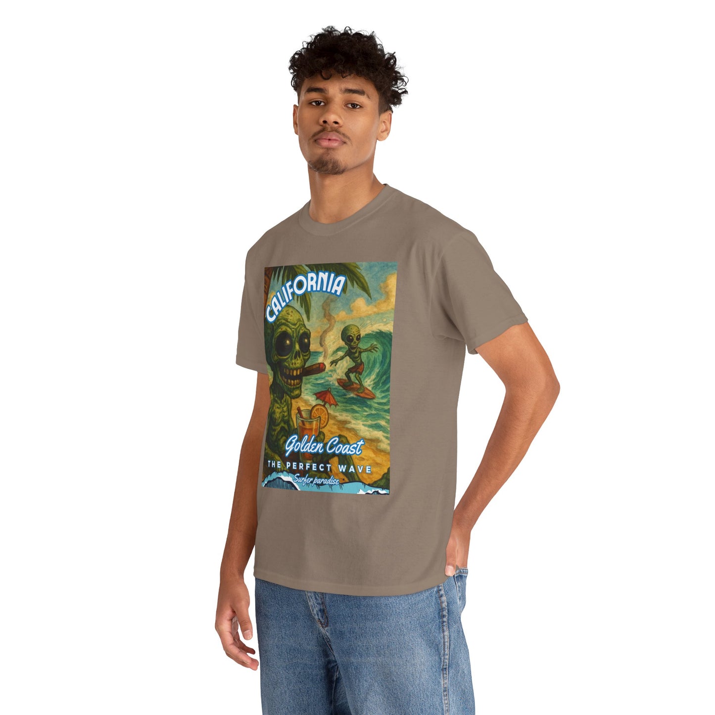 California Surf Vibes Unisex Heavy Cotton Tee - Retro Skeleton Design