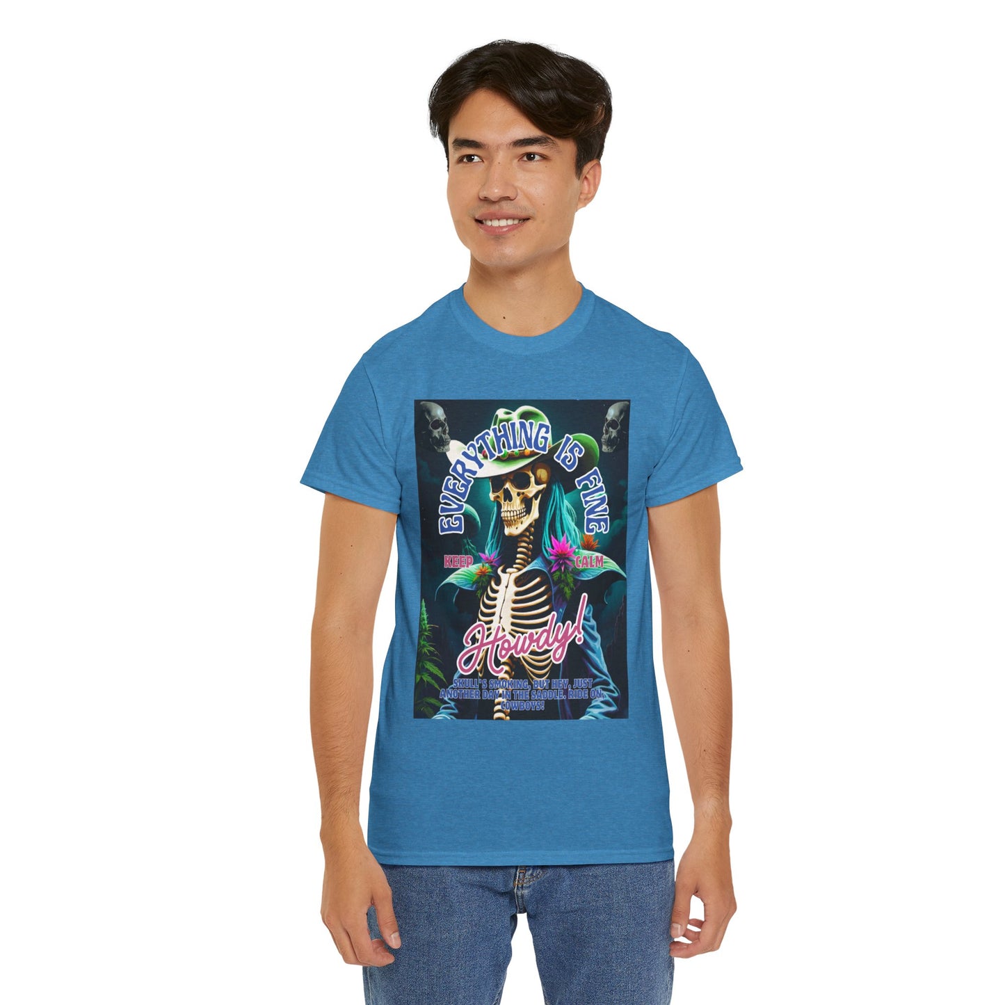 Everything is Fine Skeleton Tee - Unisex Heavy Cotton T-Shirt for Casual Vibes