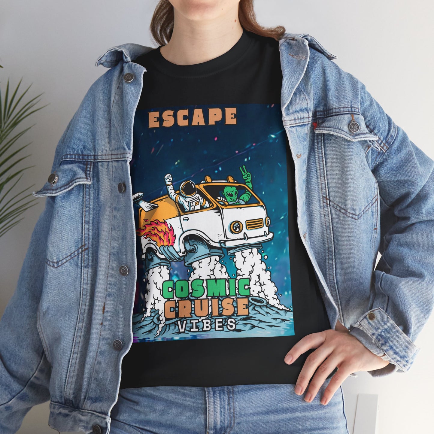 Cosmic Vibes Unisex Heavy Cotton Tee - Escape Design