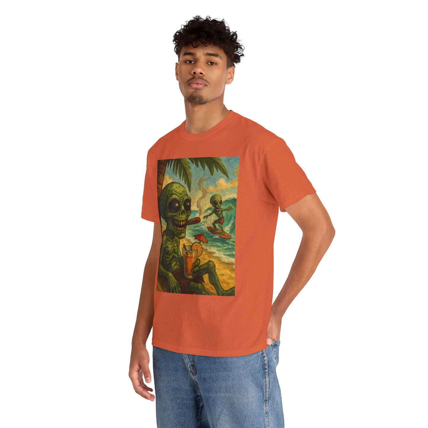 Chill Vibes Alien Graphic Tee - Unisex Heavy Cotton Shirt