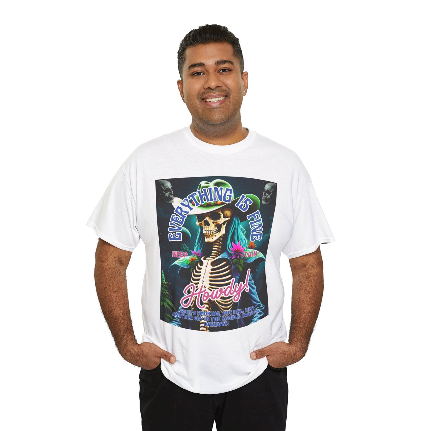 Everything is Fine Skeleton Tee - Unisex Heavy Cotton T-Shirt for Casual Vibes