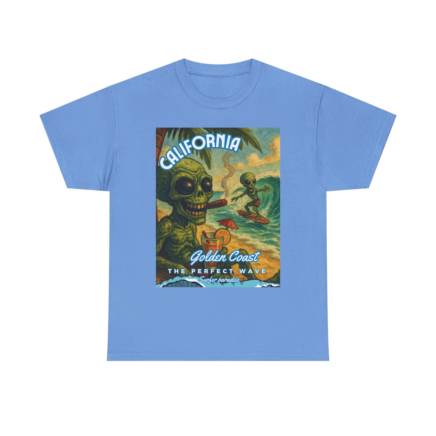 California Surf Vibes Unisex Heavy Cotton Tee - Retro Skeleton Design