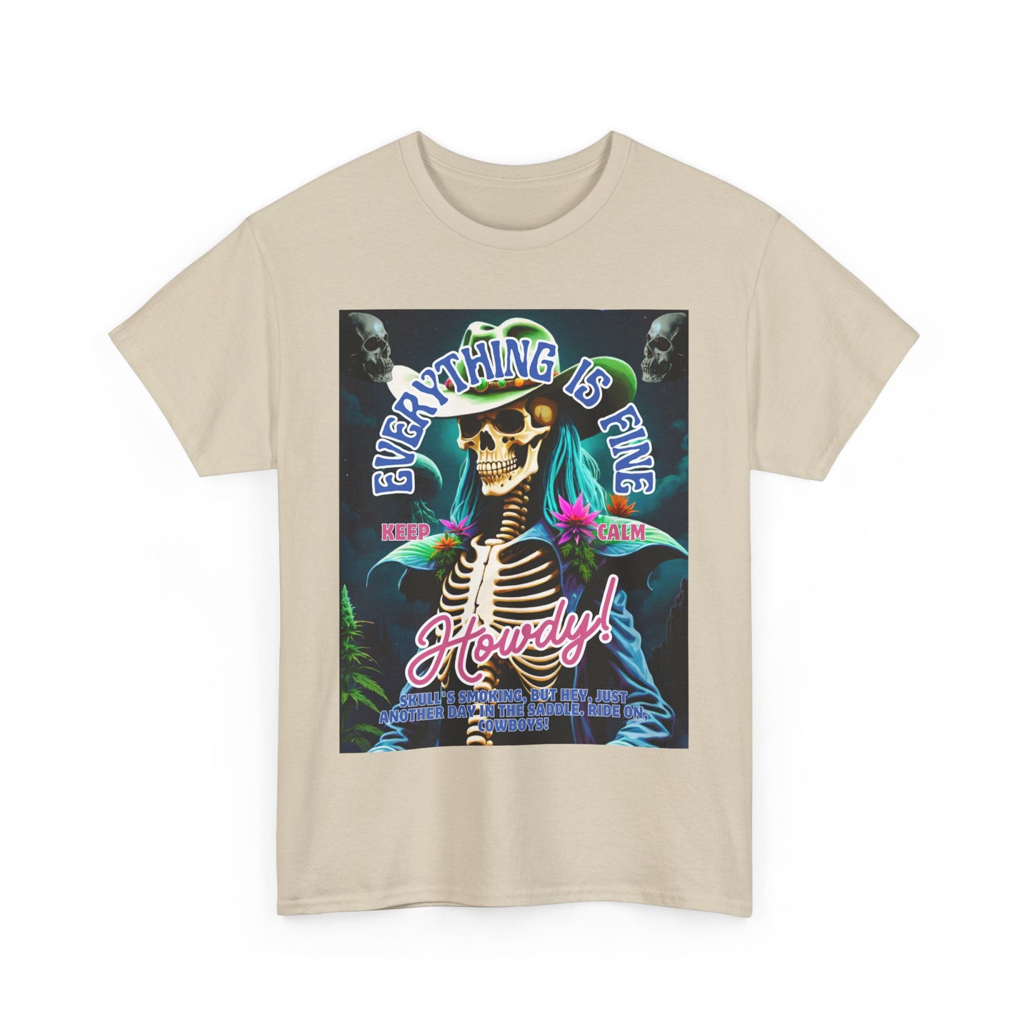Everything is Fine Skeleton Tee - Unisex Heavy Cotton T-Shirt for Casual Vibes