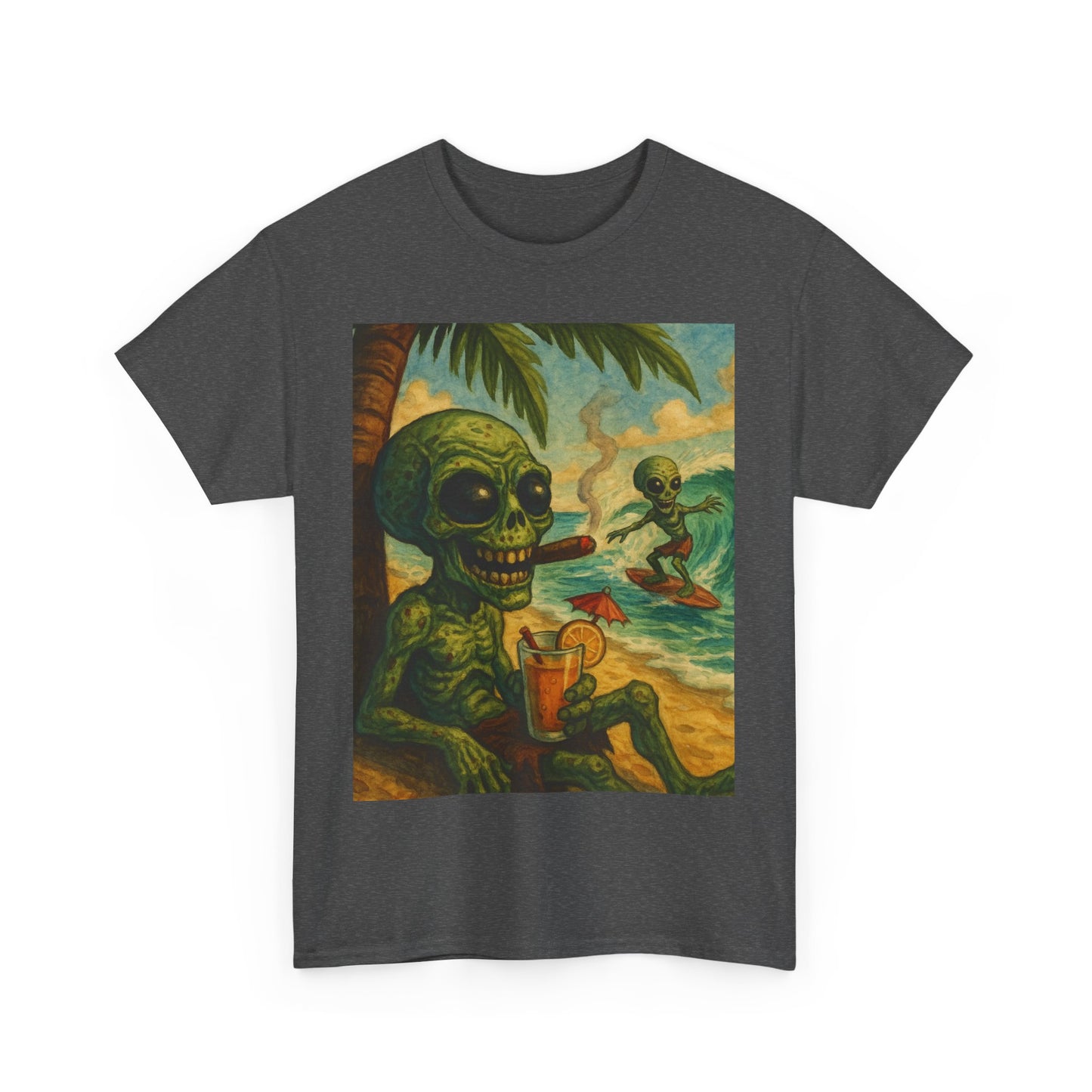 Chill Vibes Alien Graphic Tee - Unisex Heavy Cotton Shirt