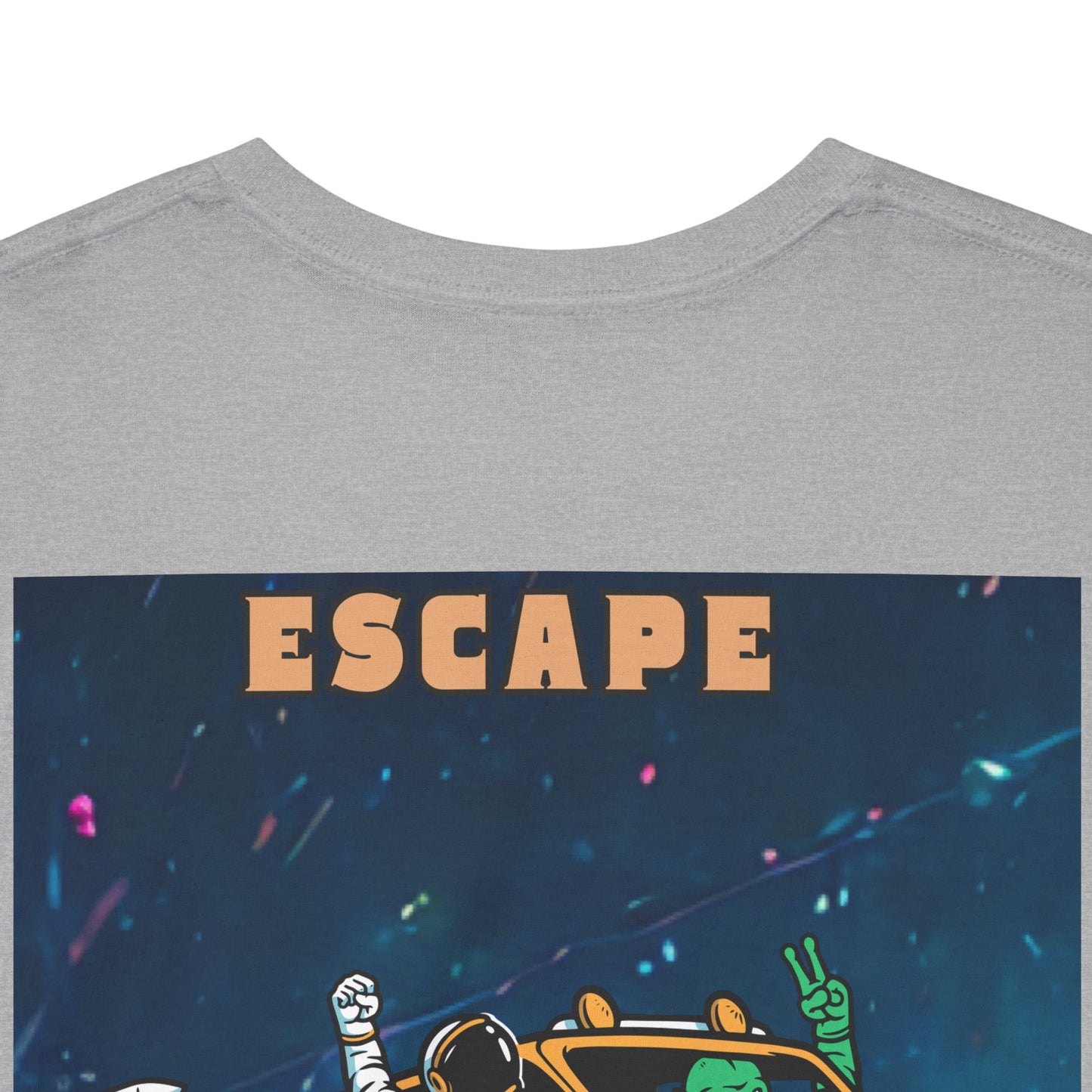 Cosmic Escape Tee, Fun Graphic T-Shirt, Unisex Casual Wear, Summer Vibes Gift, Festival Outfit Idea