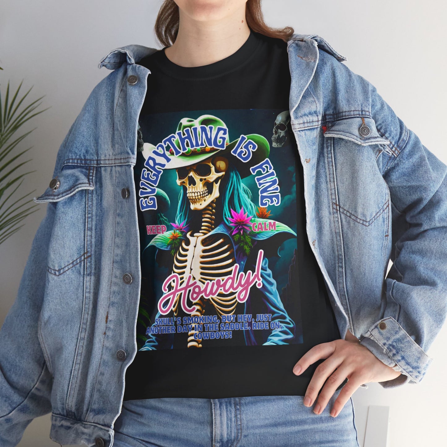 Everything is Fine Skeleton Tee - Unisex Heavy Cotton T-Shirt for Casual Vibes