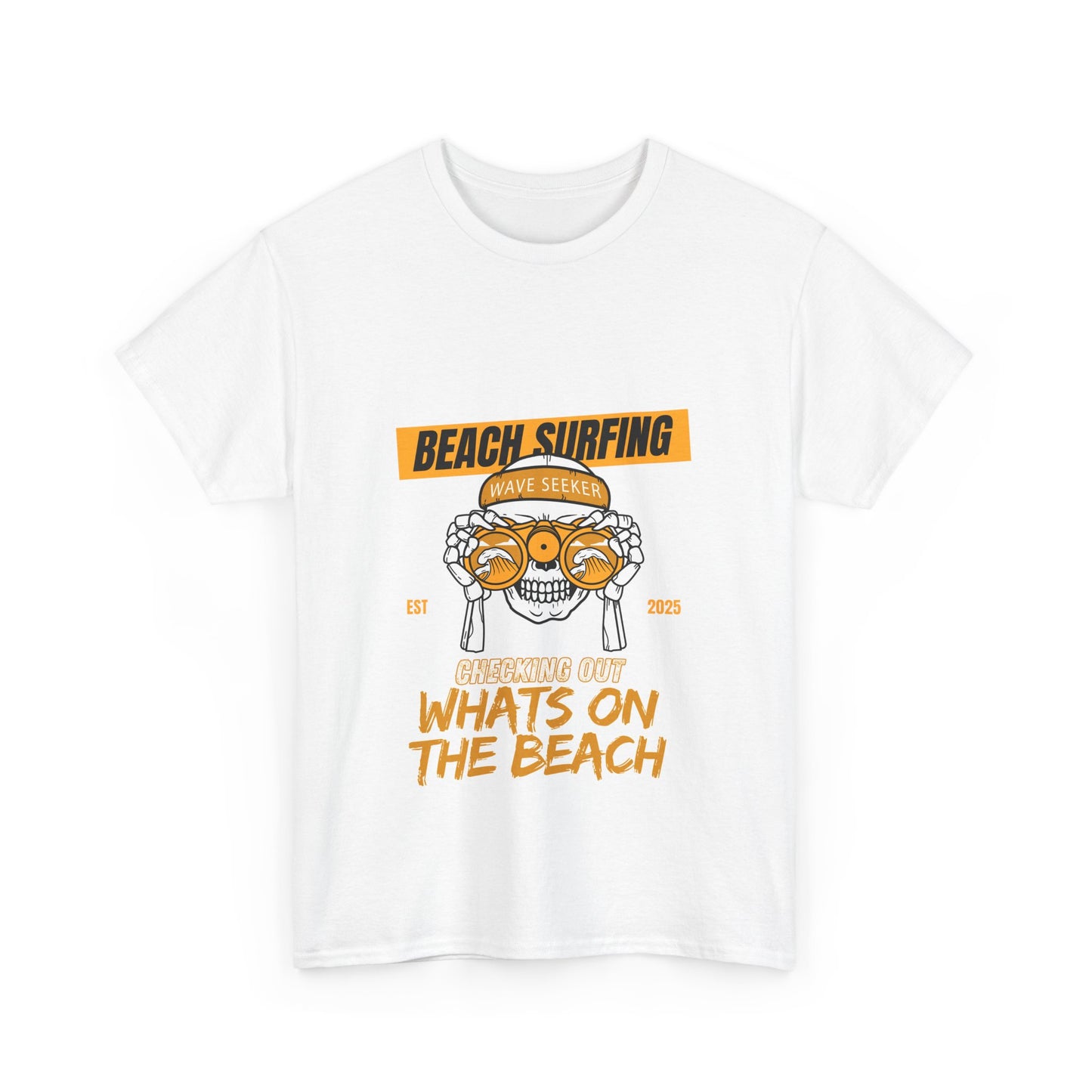 Beach Surfing Unisex Heavy Cotton Tee - 'What's On The Beach' Graphic Tee for Beach Lovers