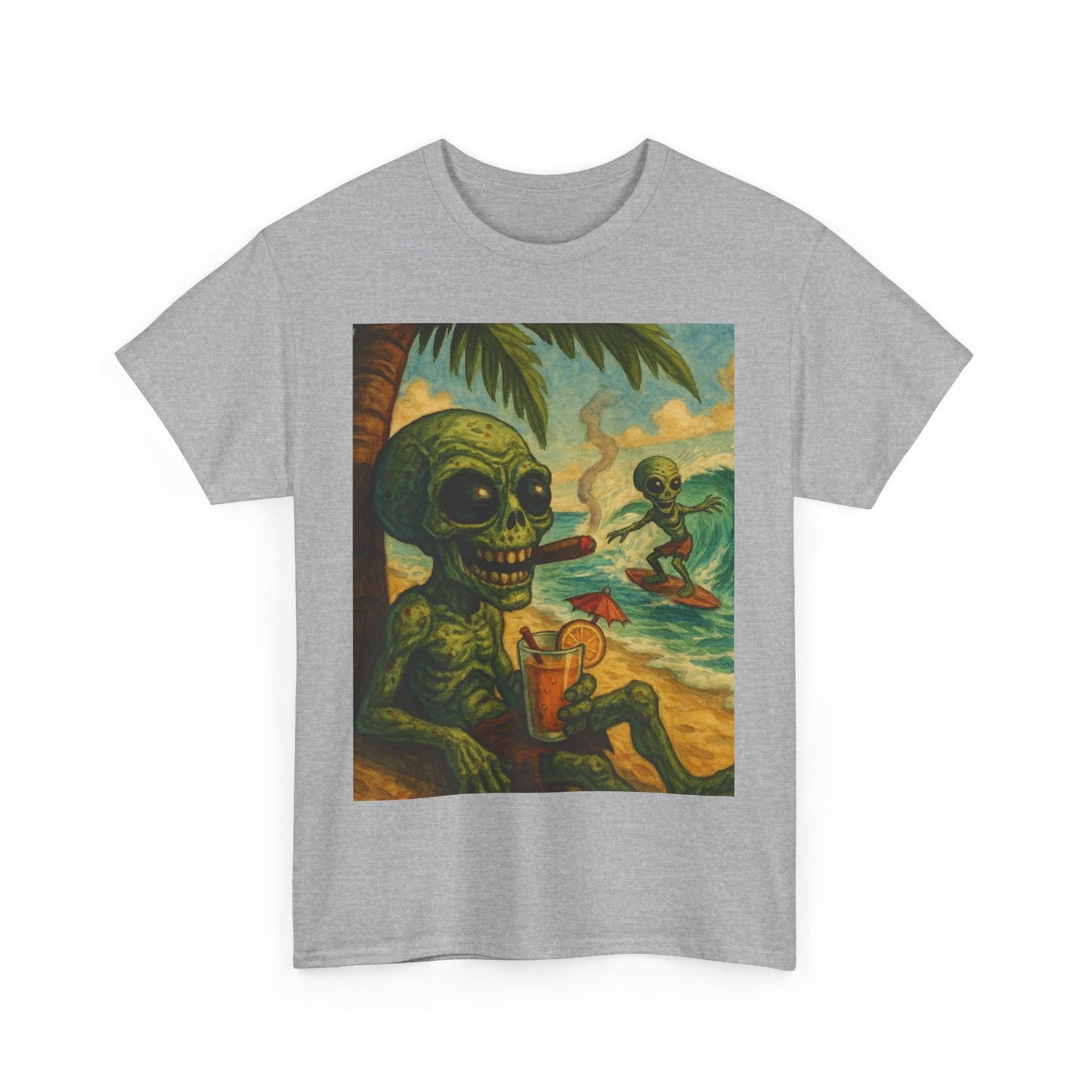 Chill Vibes Alien Graphic Tee - Unisex Heavy Cotton Shirt