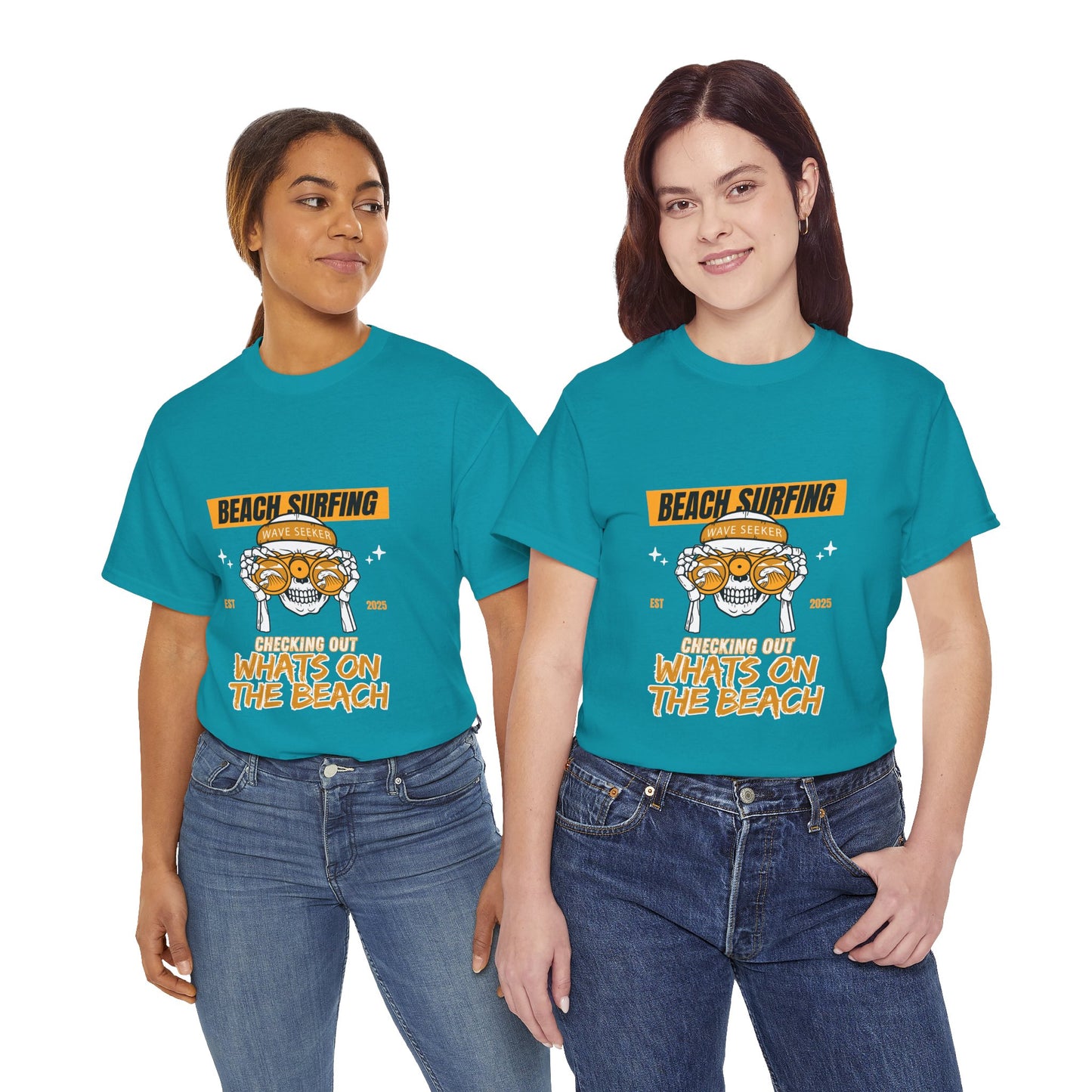 Beach Surfing Unisex Heavy Cotton Tee - 'What's On The Beach' Graphic Tee for Beach Lovers