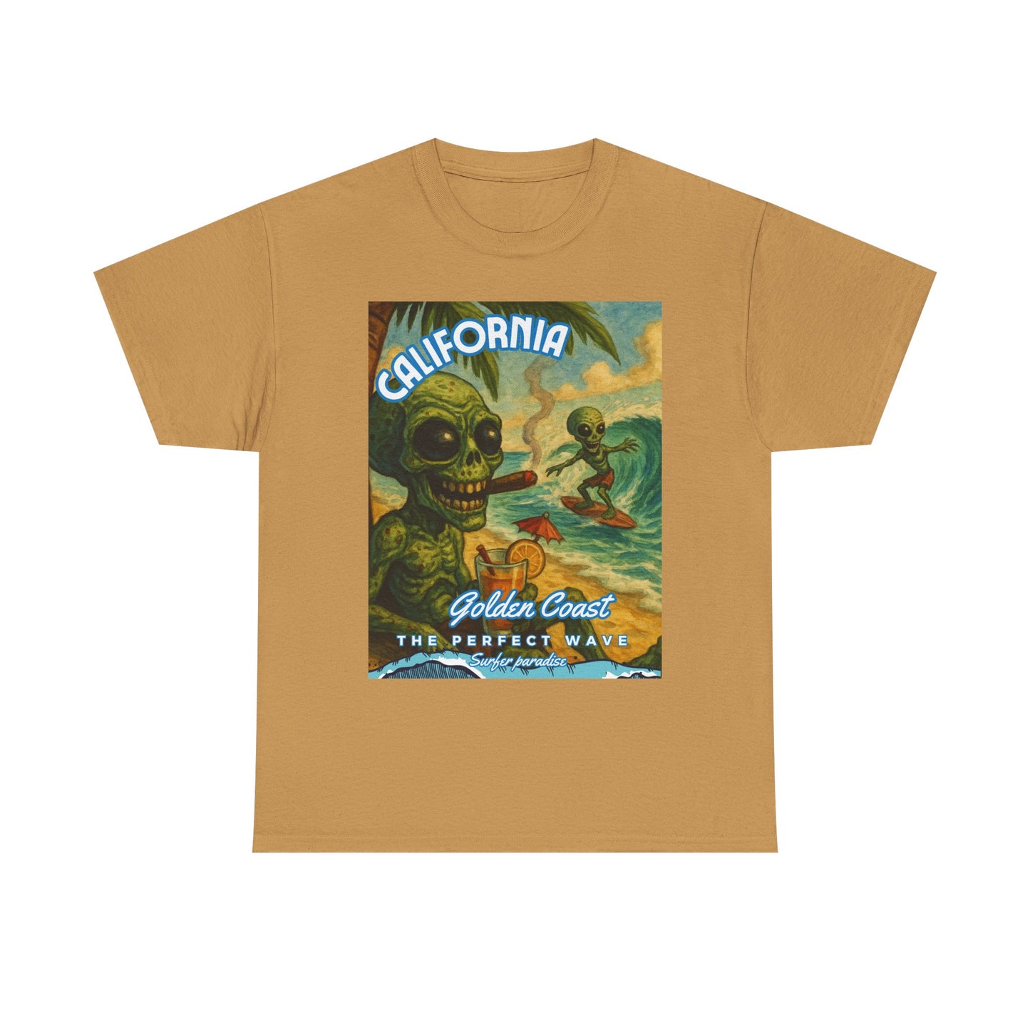 California Surf Vibes Unisex Heavy Cotton Tee - Retro Skeleton Design