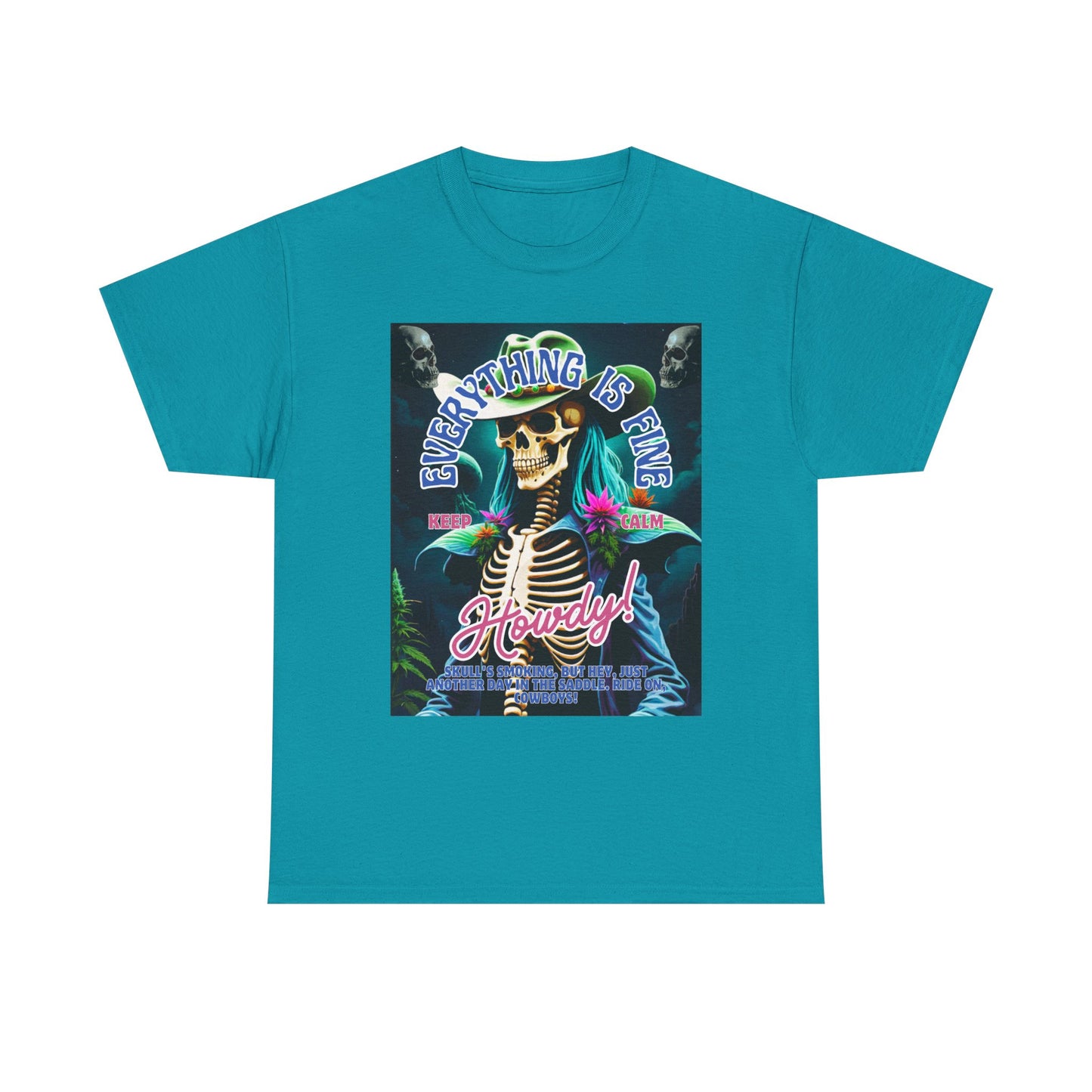 Everything is Fine Skeleton Tee - Unisex Heavy Cotton T-Shirt for Casual Vibes