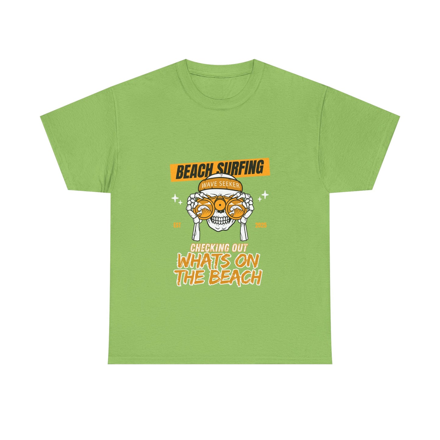 Beach Surfing Unisex Heavy Cotton Tee - 'What's On The Beach' Graphic Tee for Beach Lovers