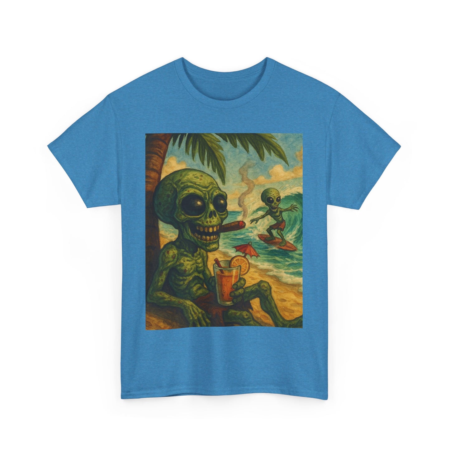 Chill Vibes Alien Graphic Tee - Unisex Heavy Cotton Shirt