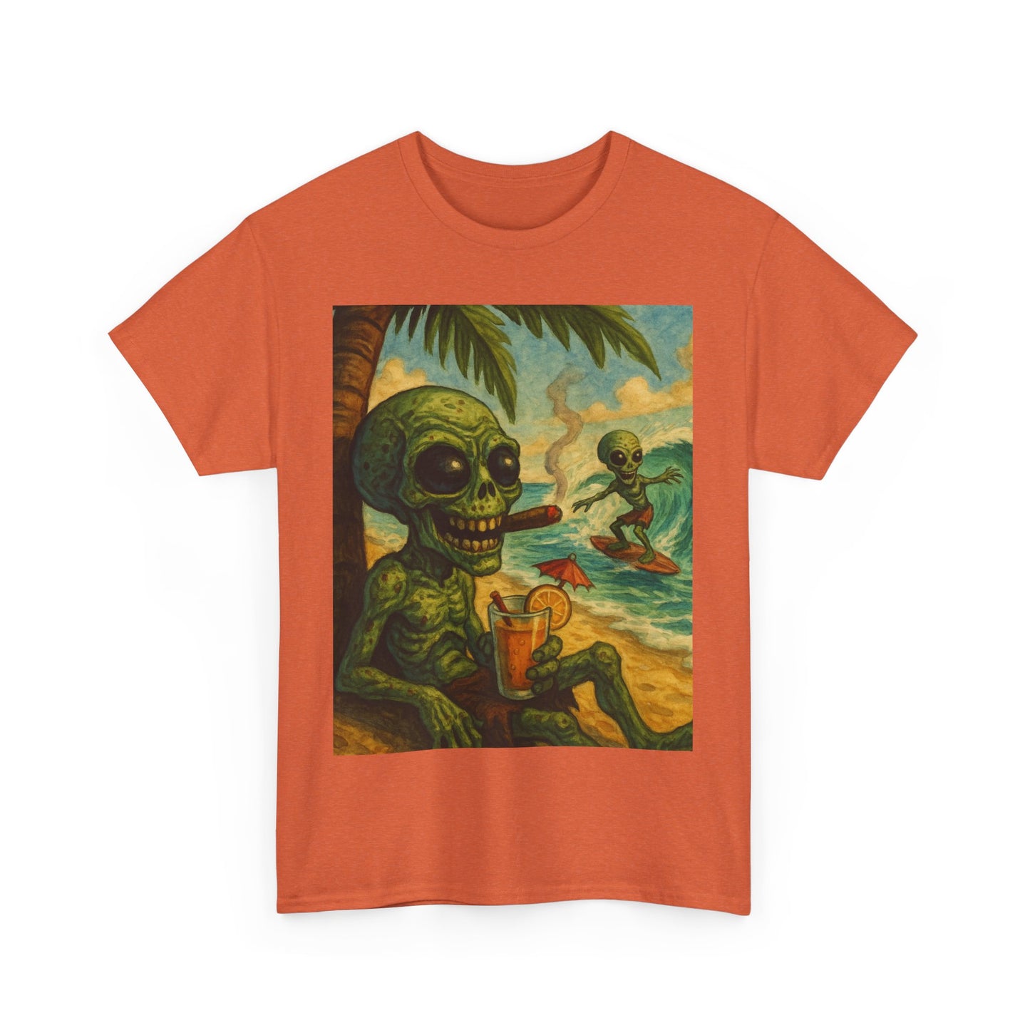 Chill Vibes Alien Graphic Tee - Unisex Heavy Cotton Shirt