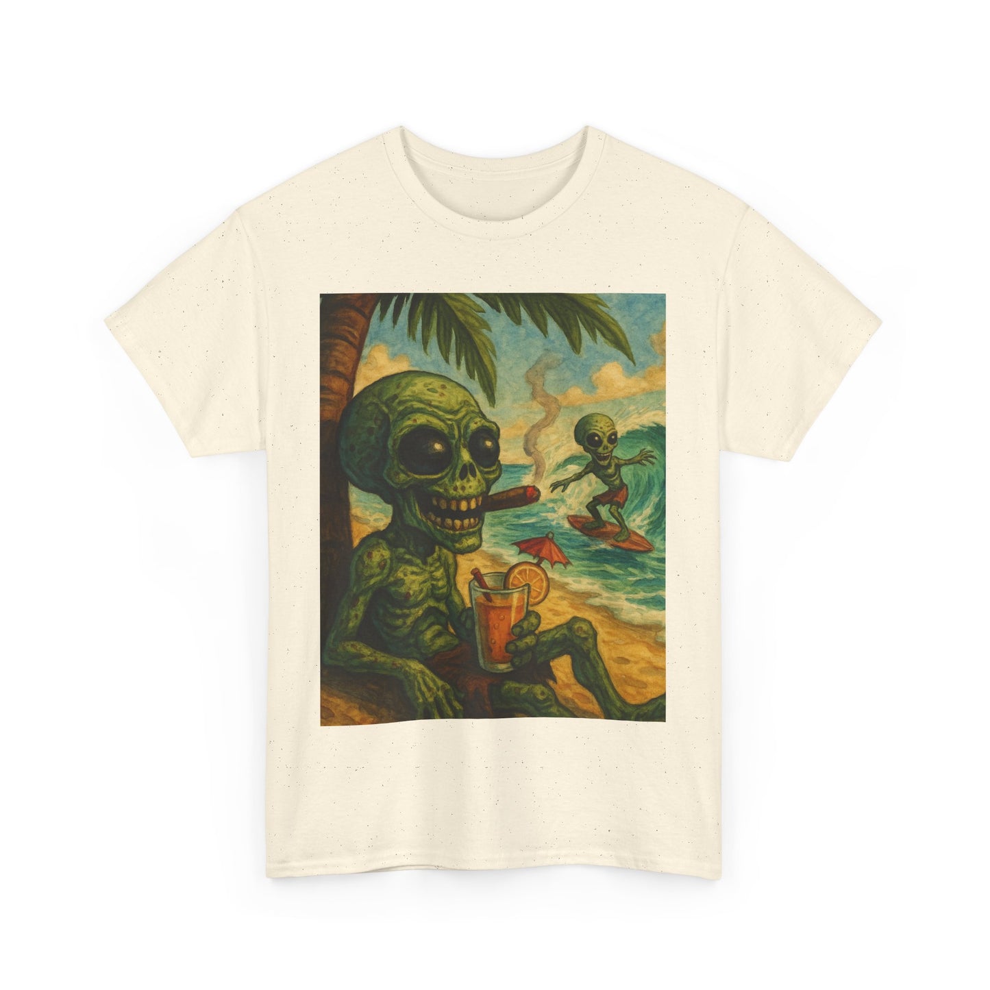 Chill Vibes Alien Graphic Tee - Unisex Heavy Cotton Shirt